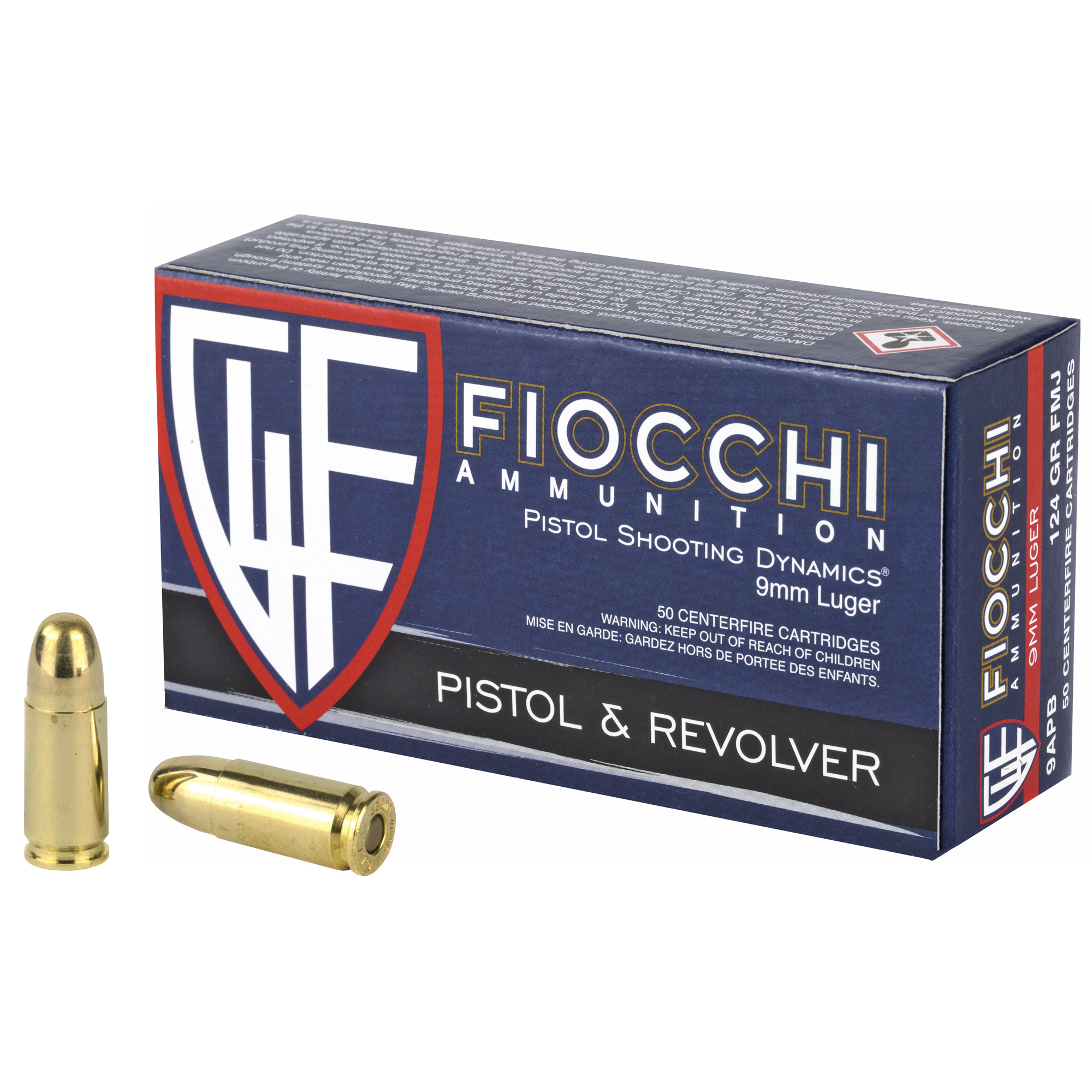 Fiocchi 9mm 124 Grain FMJ 50/1000 bulk ammo product image