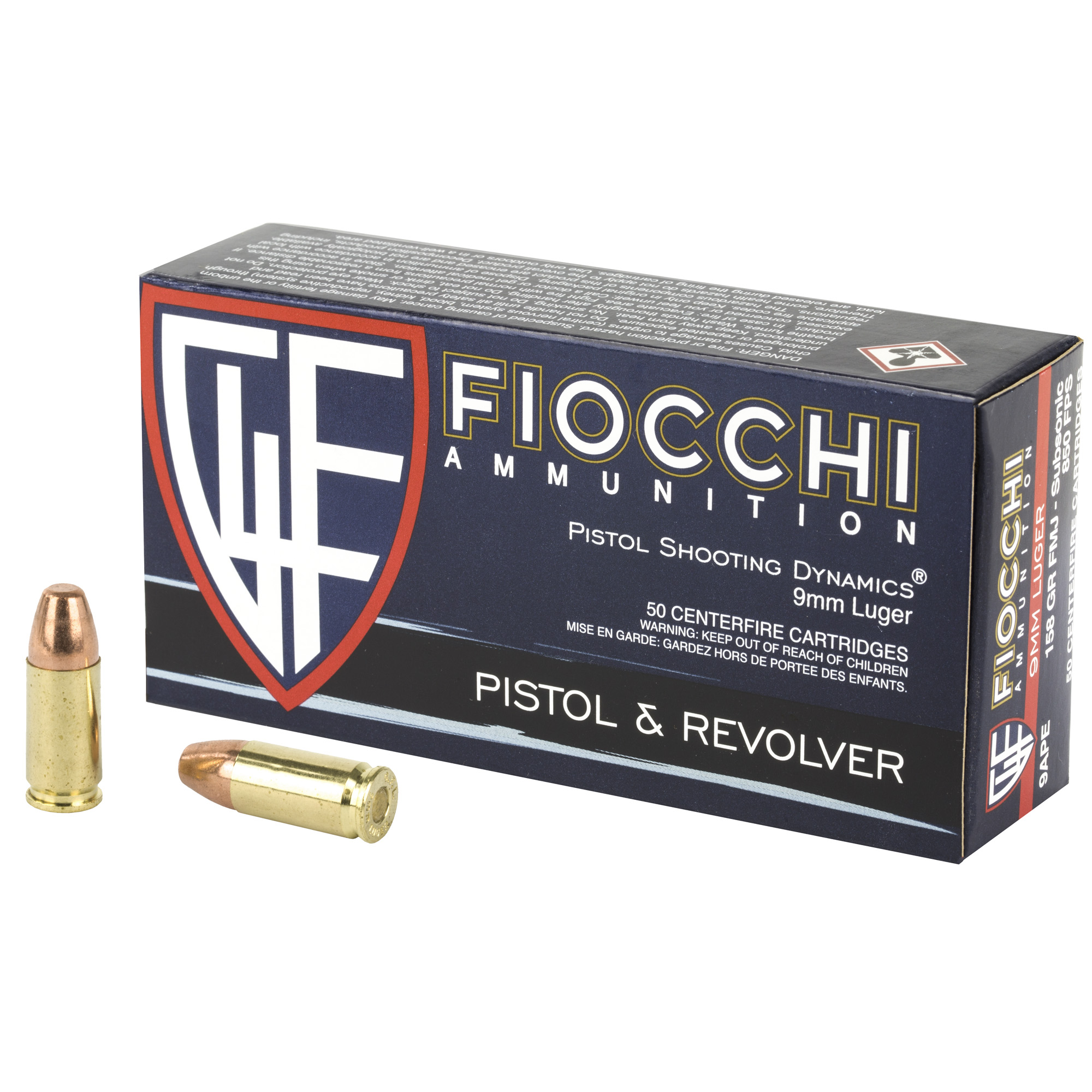 Fiocchi 9mm 158 Grain FMJ 50/1000 bulk ammo product image