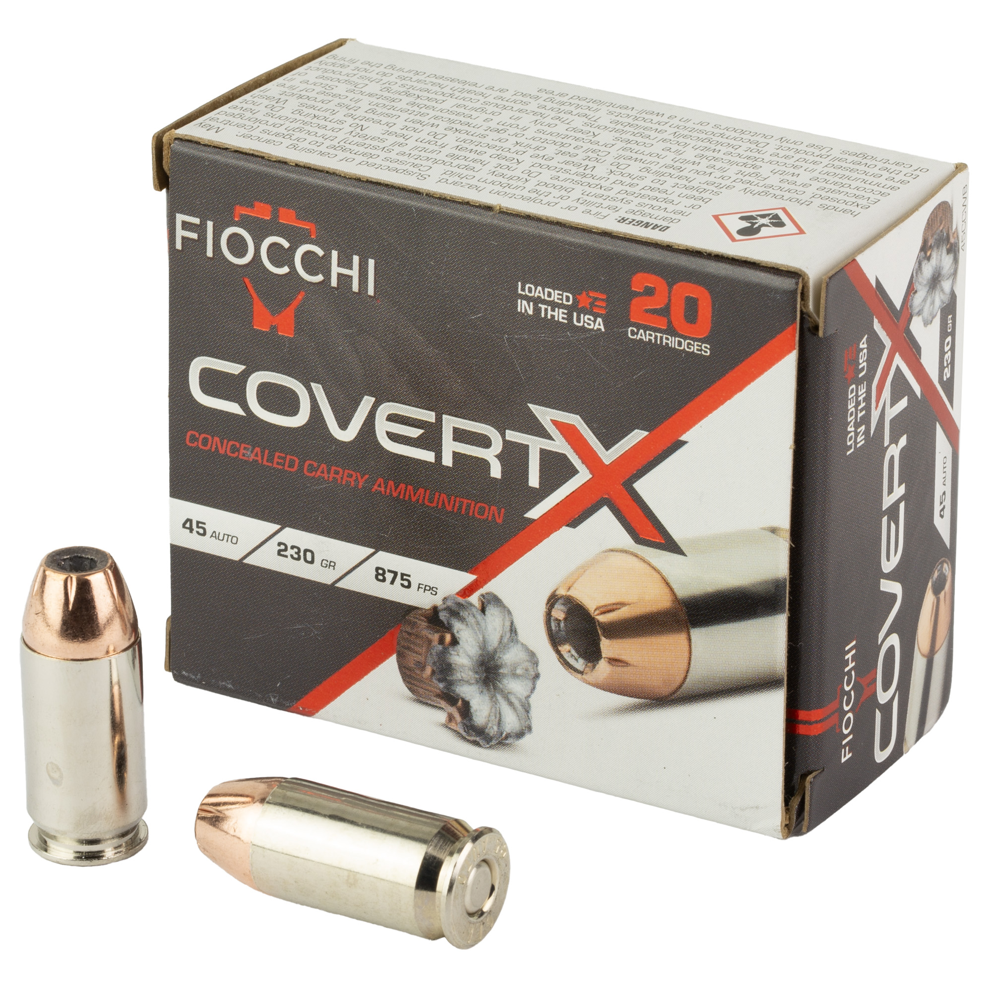 Fiocchi Covert X 45 ACP 230 Grain 20/200 bulk ammo product image