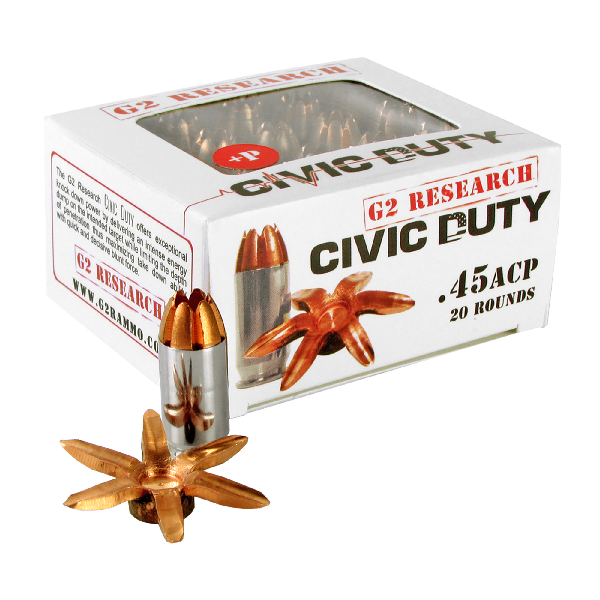 G2r Civic Duty 45 ACP 164 Grain 20/500 bulk ammo product image