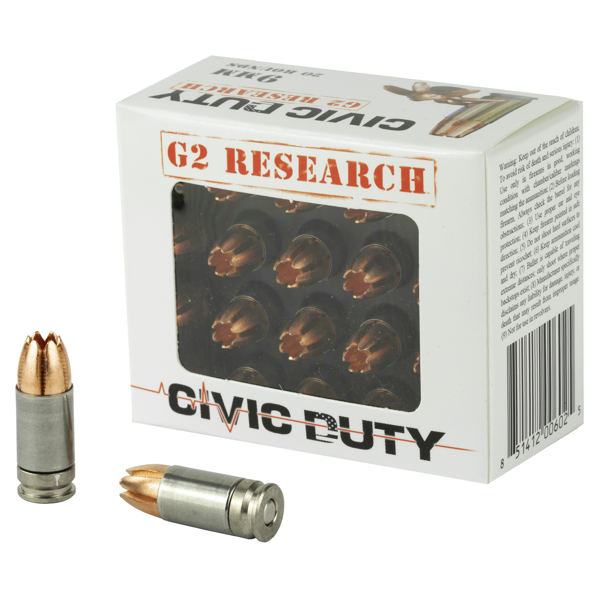 G2r Civic Duty 9mm 94 Grain 20/500 bulk ammo product image