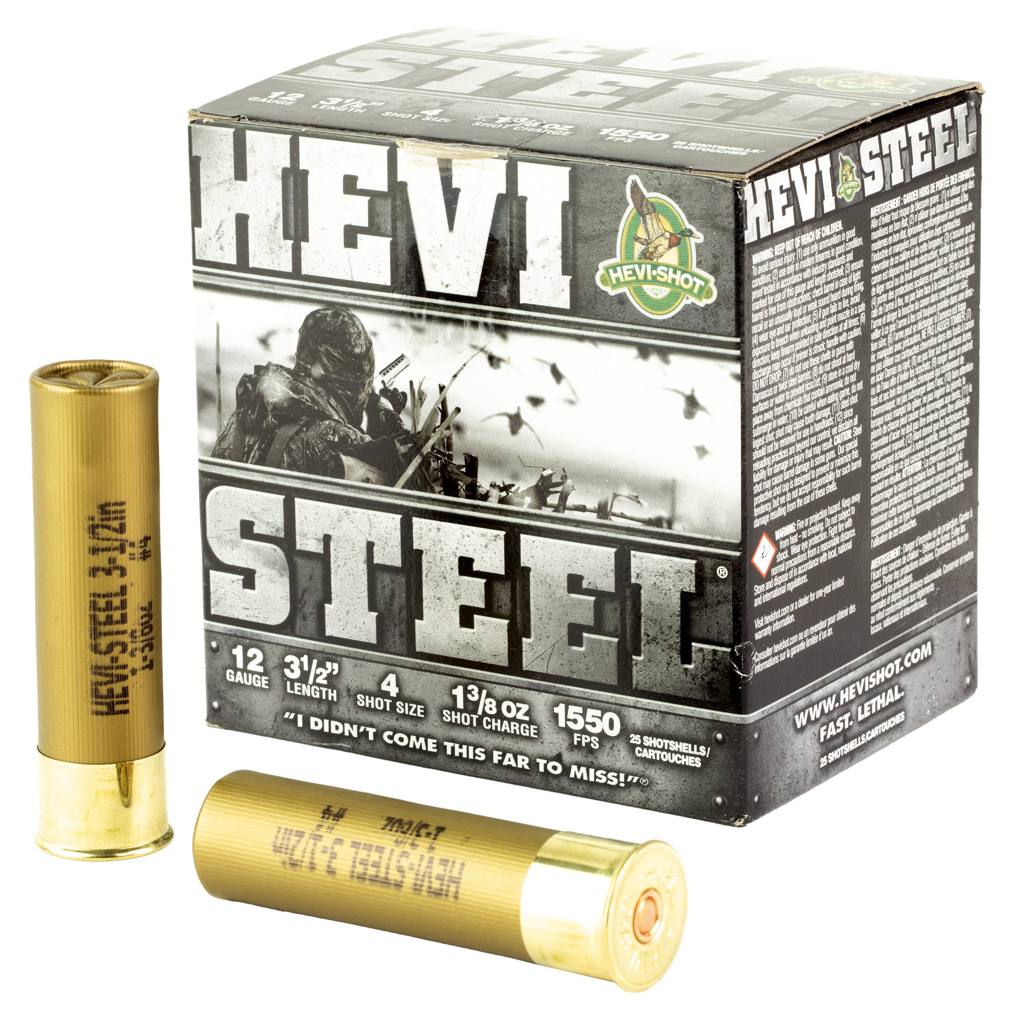 Hevi Steel 12 Gauge 3.5″ #4 Shot 25/250 bulk ammo product image