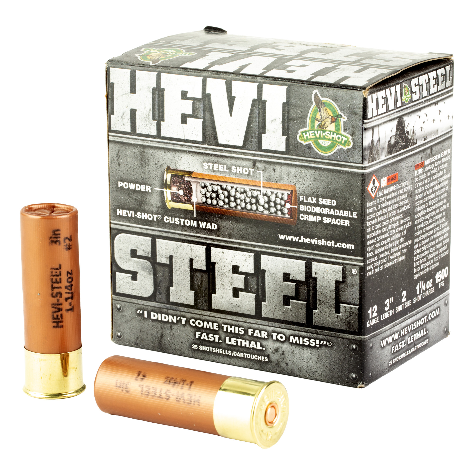 Hevi Steel 12 Gauge 3″ #2 Shot 25/250 bulk ammo product image