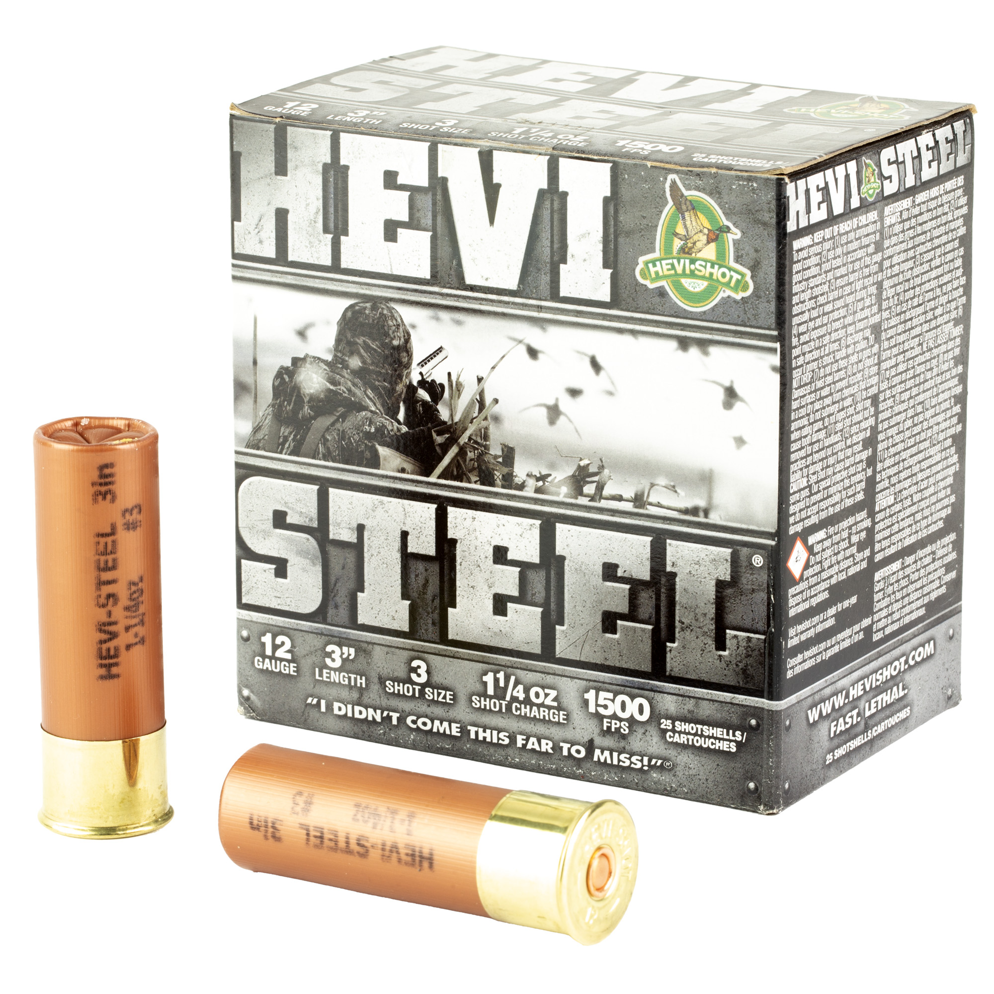 Hevi Steel 12 Gauge 3″ #3 Shot 25/250 bulk ammo product image