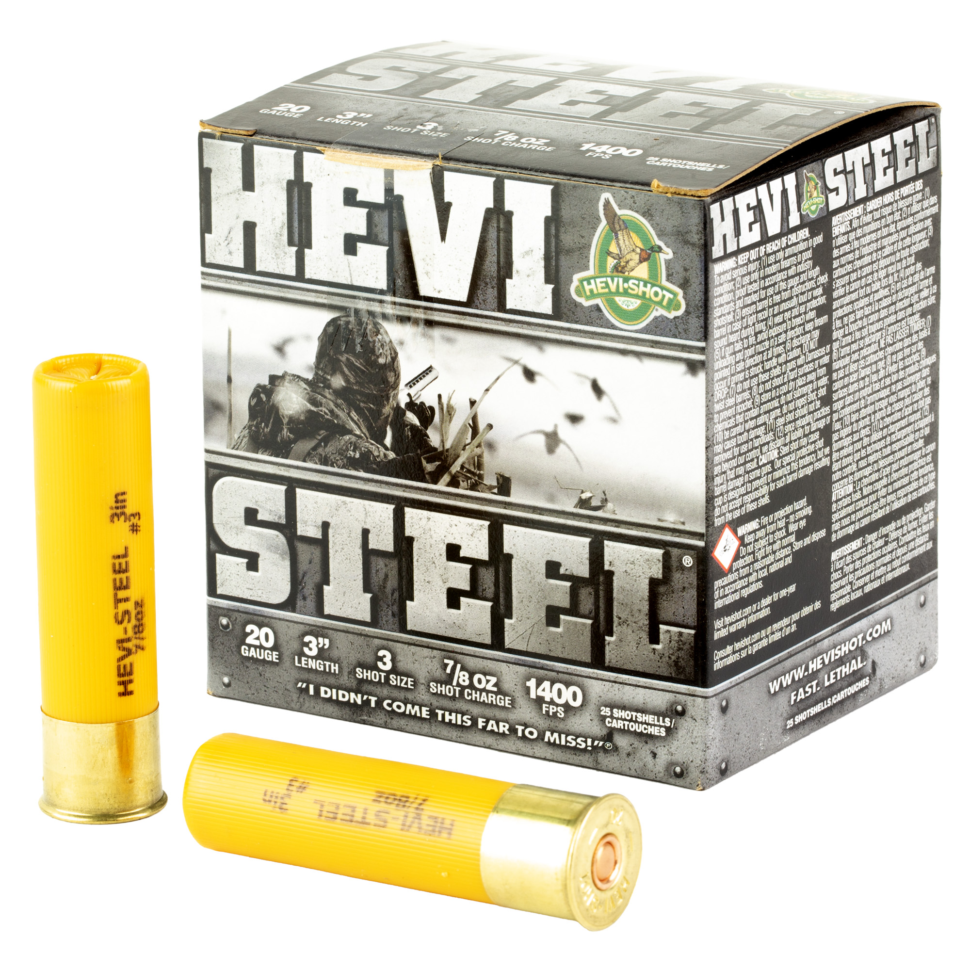 Hevi Steel 20 Gauge 3″ #3 Shot 25/250 bulk ammo product image