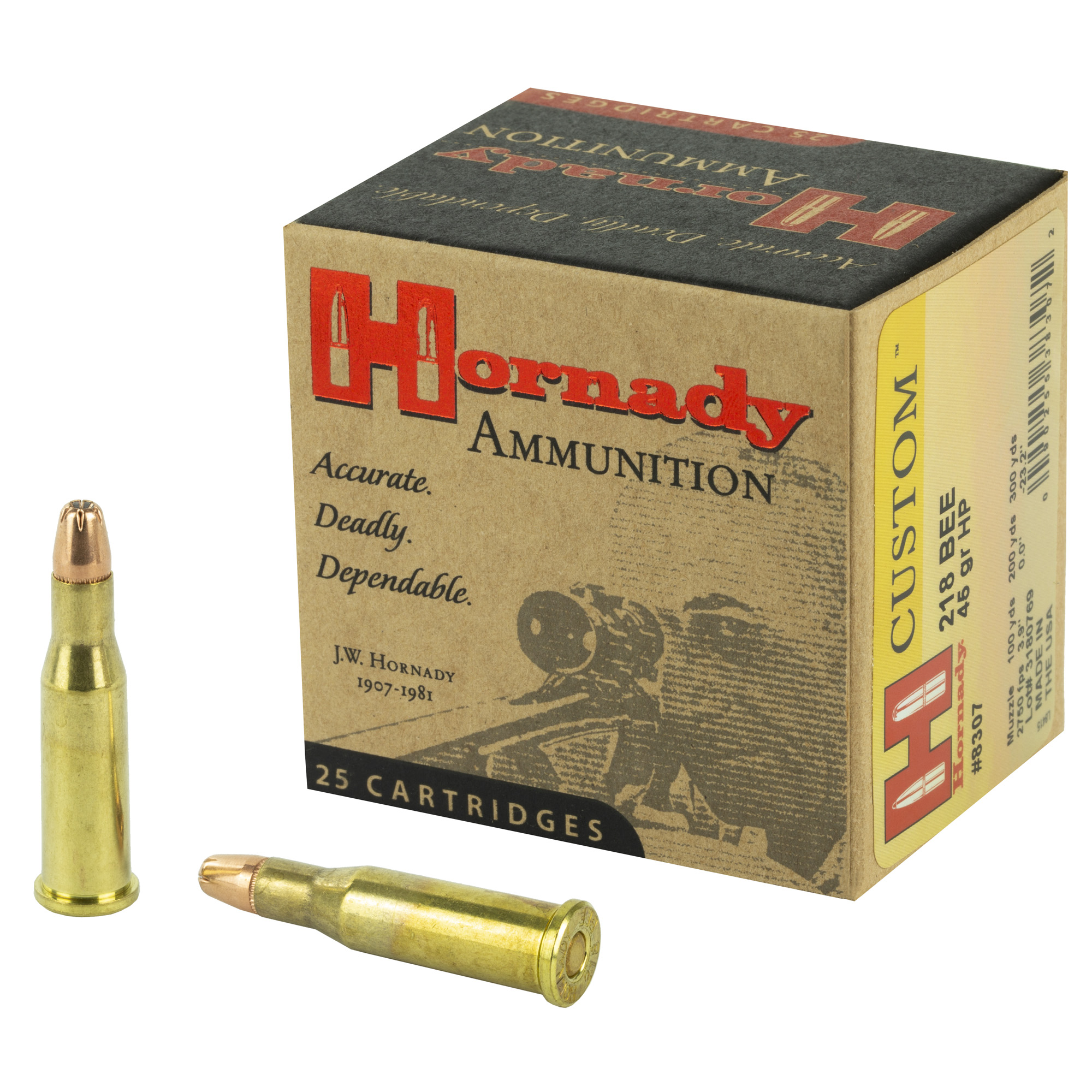 Hornady 218 Bee 45 Grain HP 25/250 bulk ammo product image