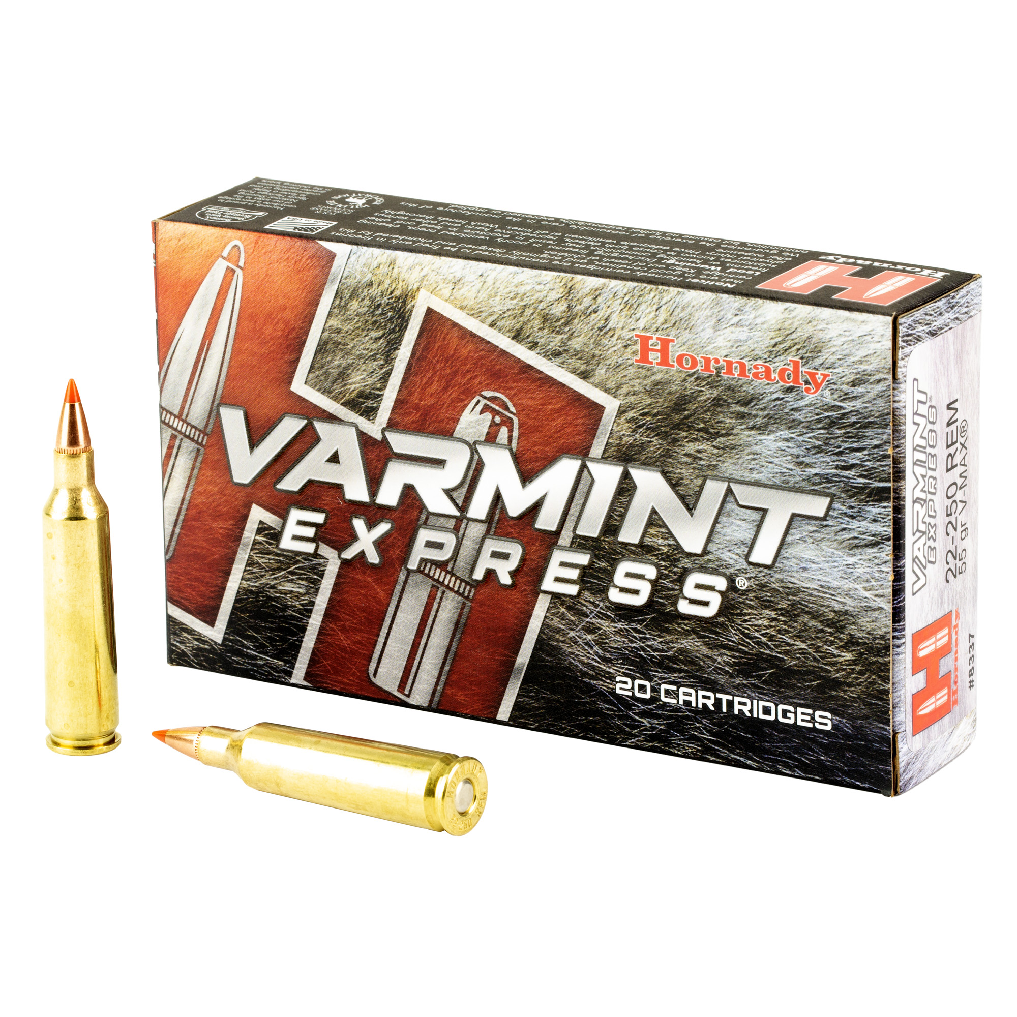Hornady 22-250 55 Grain Vmax 20/200 bulk ammo product image