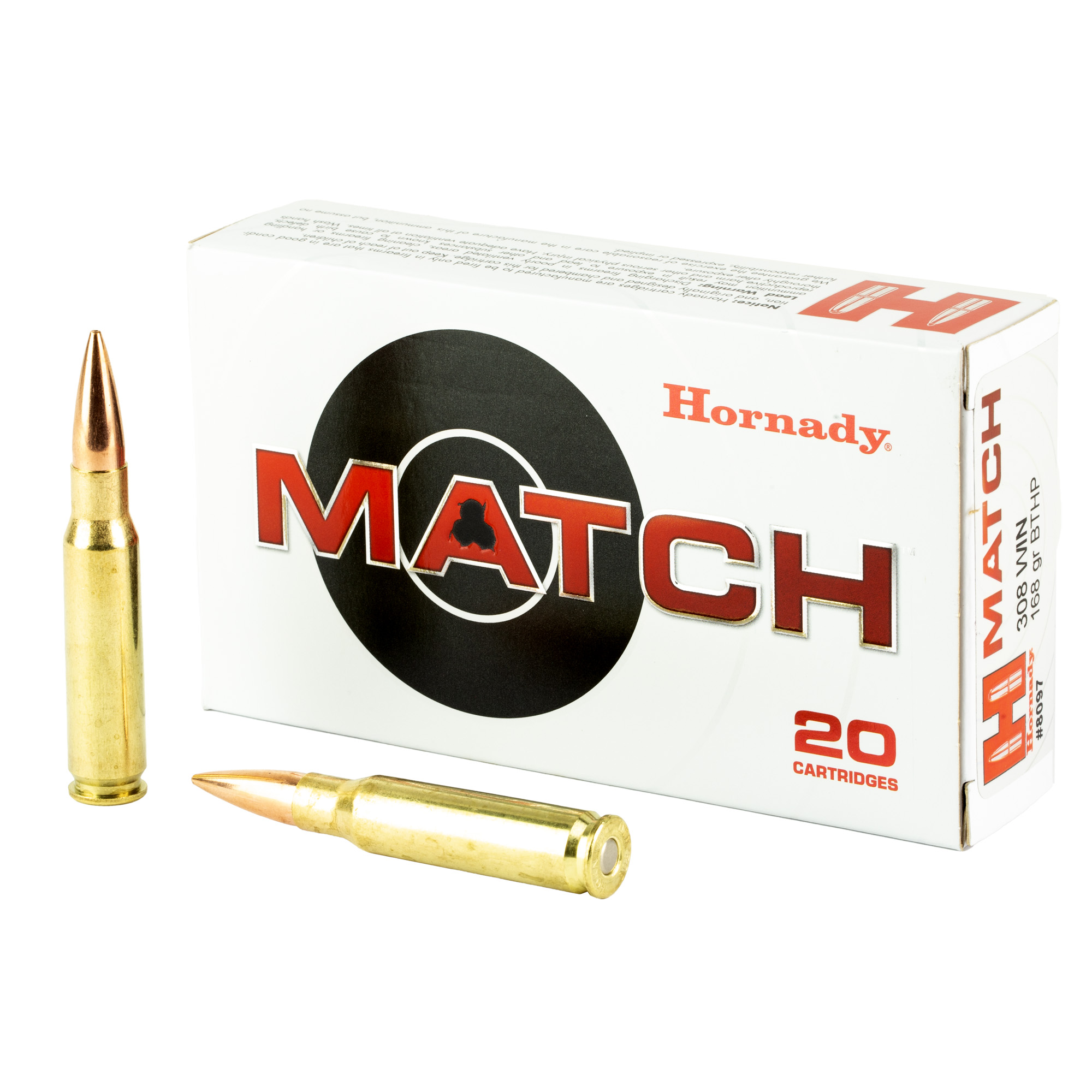 Hornady 308win 168 Grain BTHP Mtch 20/200 bulk ammo product image