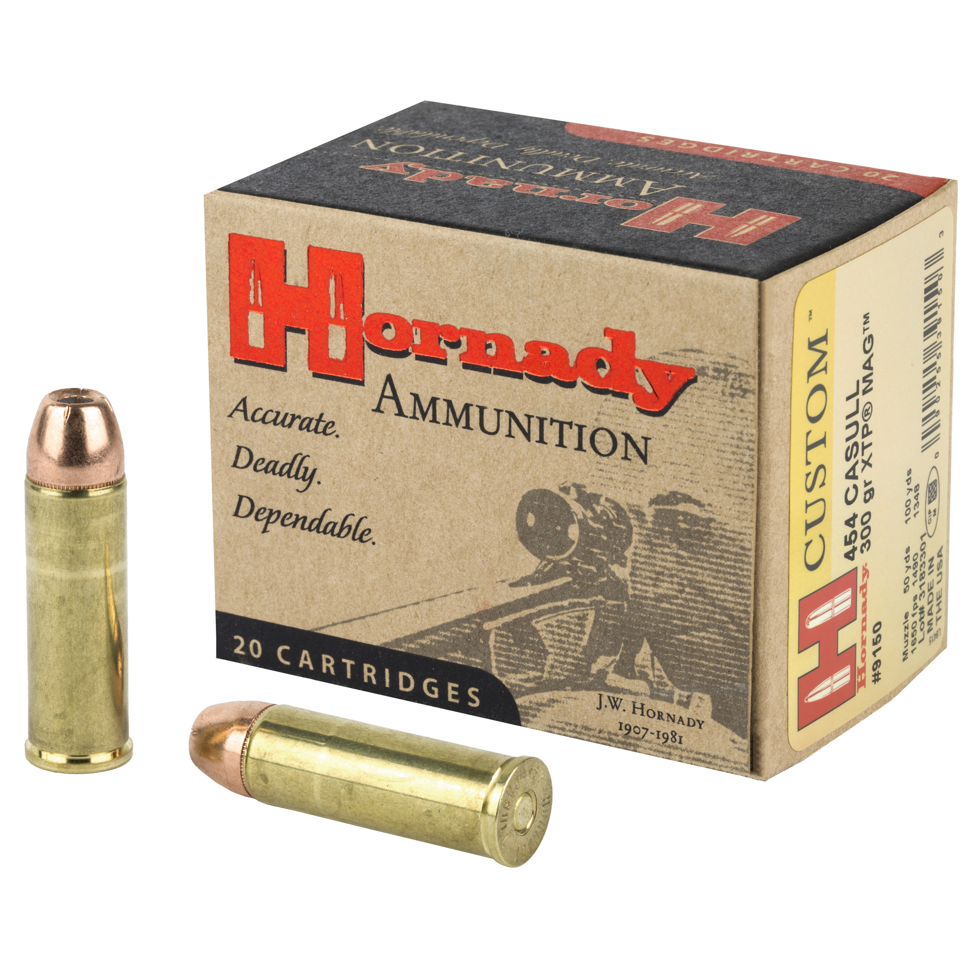 Hornady 454casull 300 Grain JHP 20/200 bulk ammo product image
