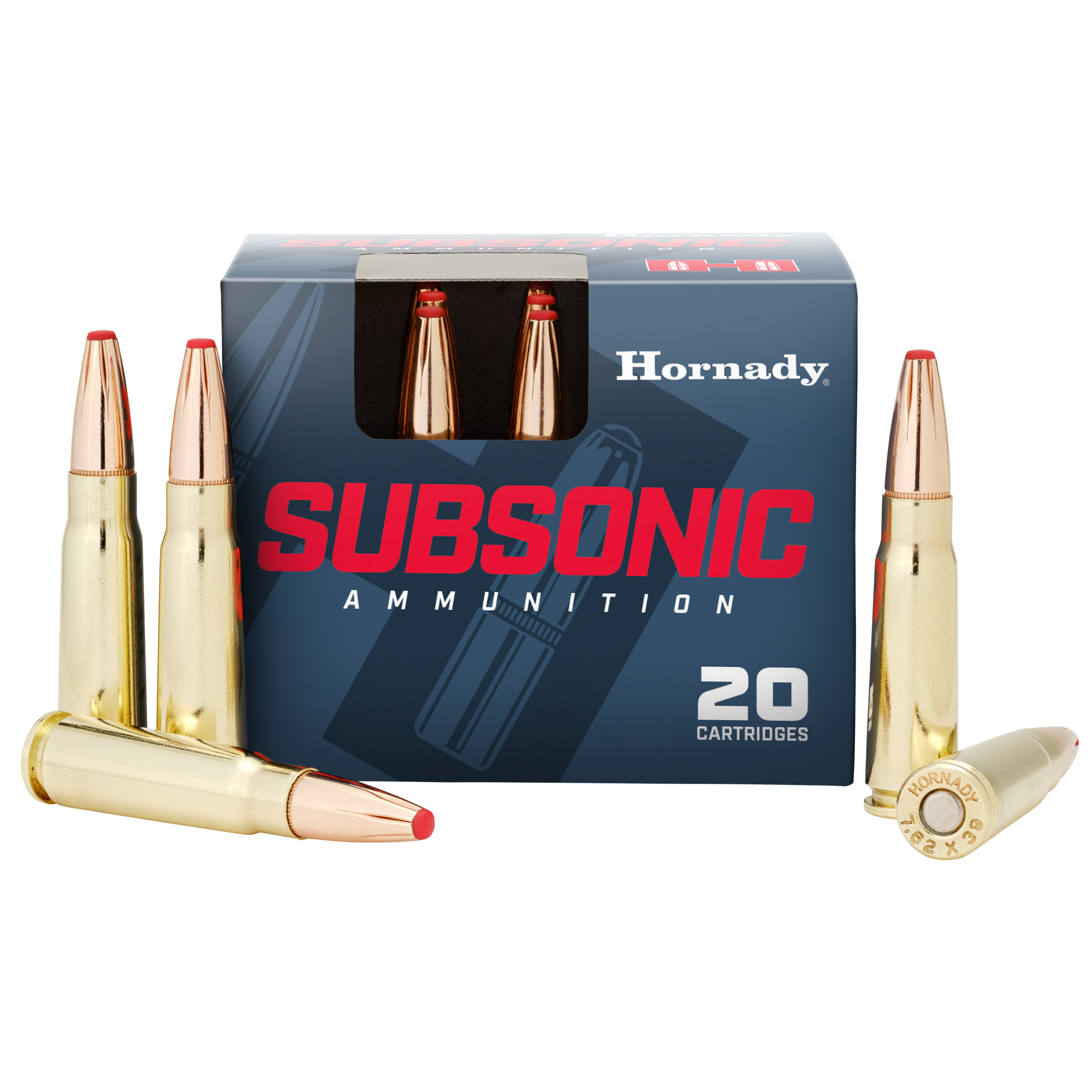 Hornady 7.62×39 255 Grain Subsonic-X 20/200 bulk ammo product image