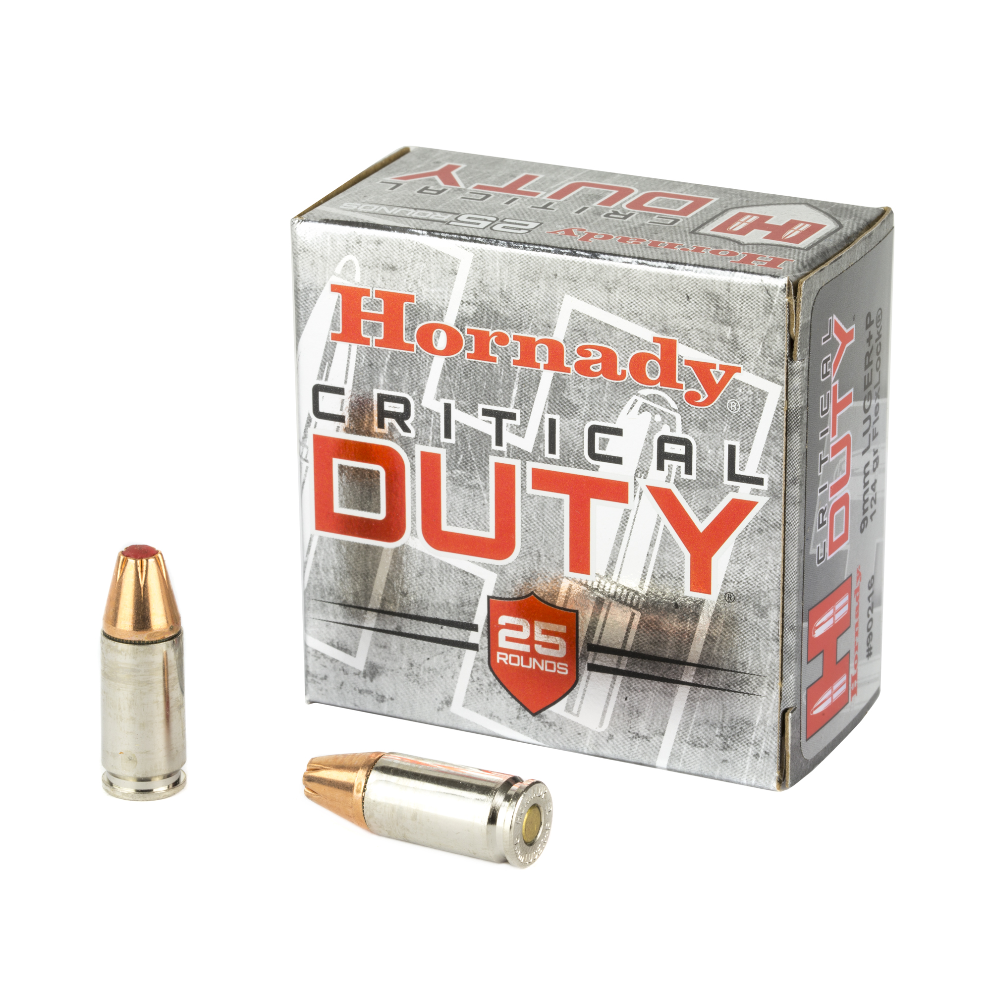 Hornady 9mm+p 124 Grain Crt Duty 25/250 bulk ammo product image