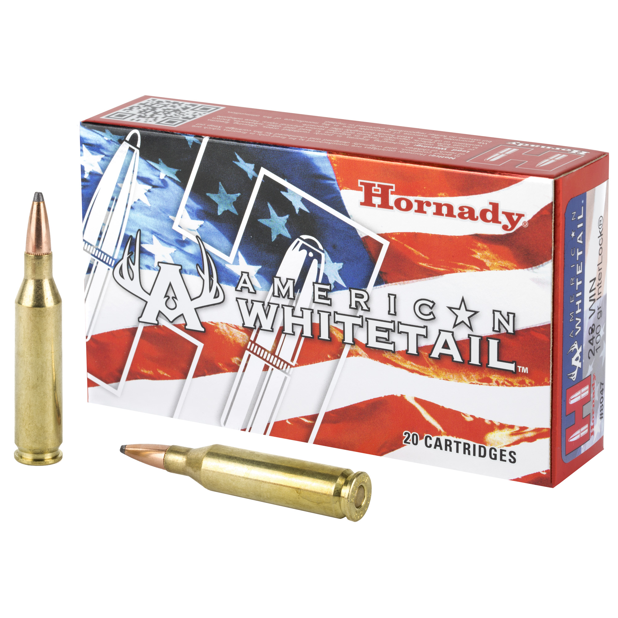 Hornady American Whitetail 243win 100 Grain Il Btsp 20/200 bulk ammo product image