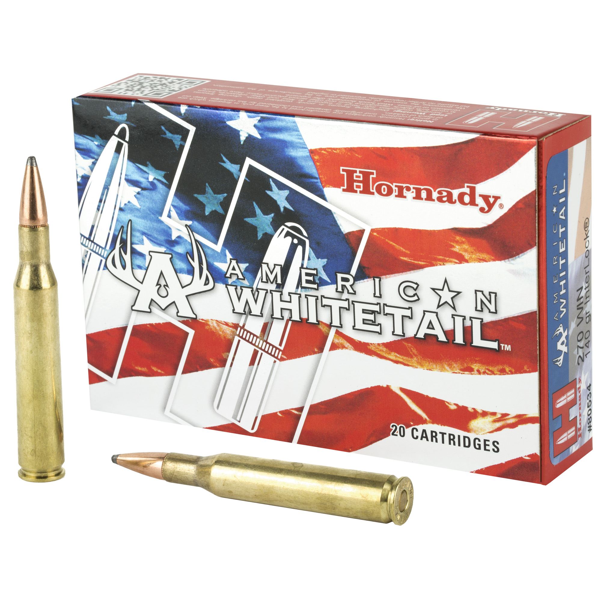 Hornady American Whitetail 270win 140 Grain InterLock 20/200 bulk ammo product image