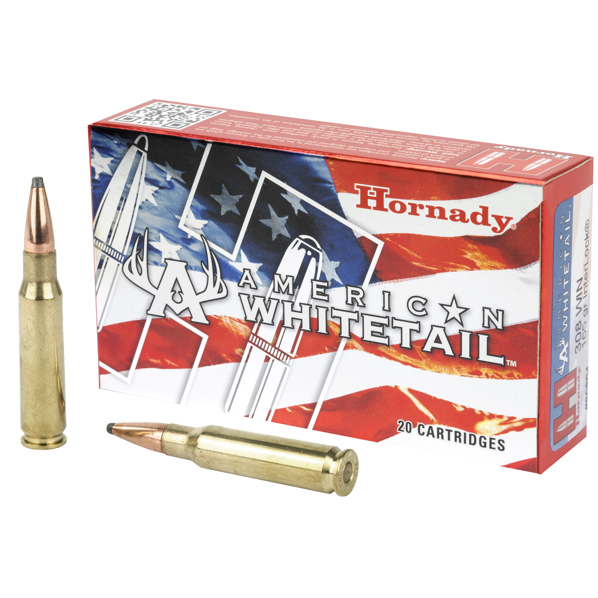 Hornady American Whitetail 308win 165 Grain InterLock 20/200 bulk ammo product image