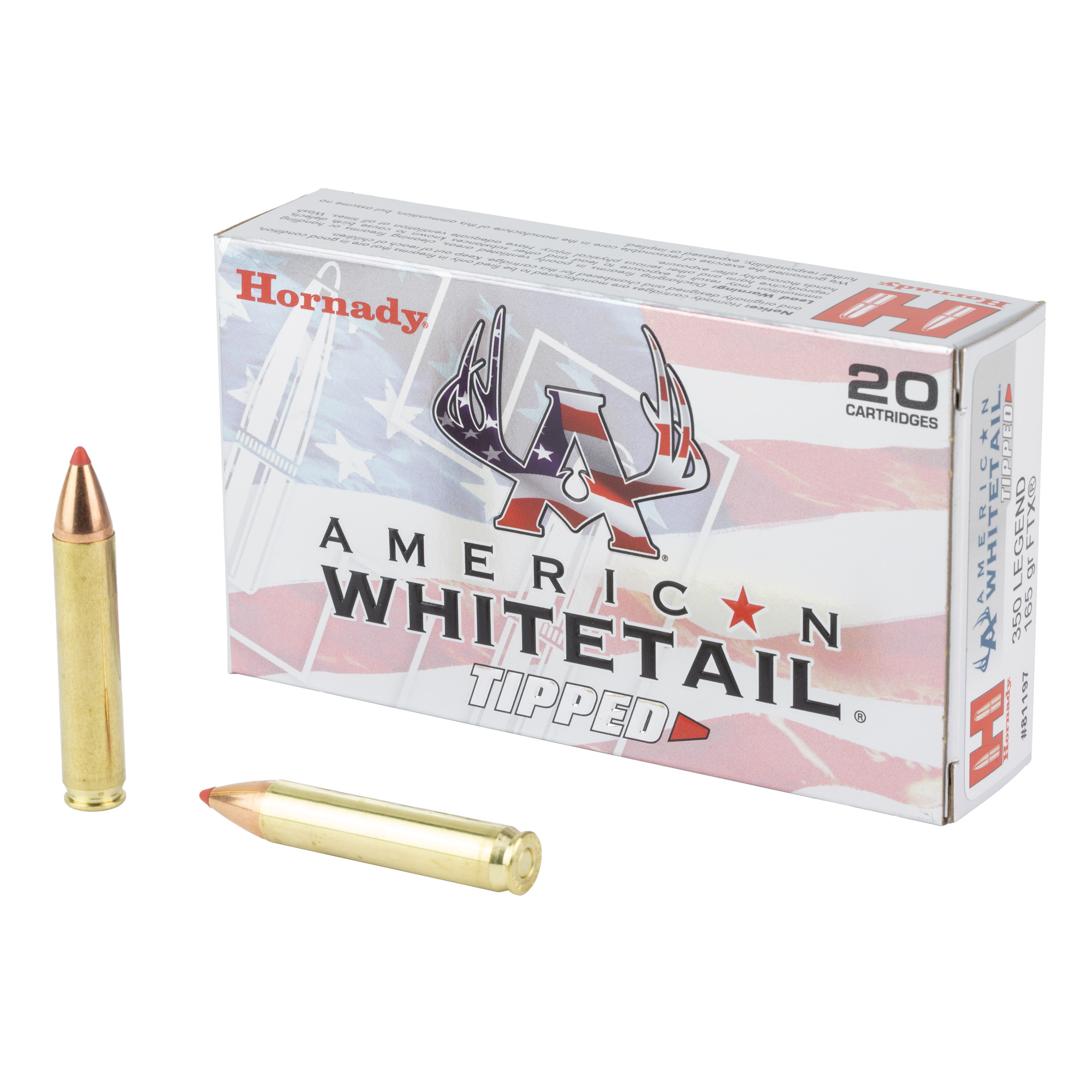 Hornady American Whitetail 350 Legend 165 Grain FTX 20/200 bulk ammo product image