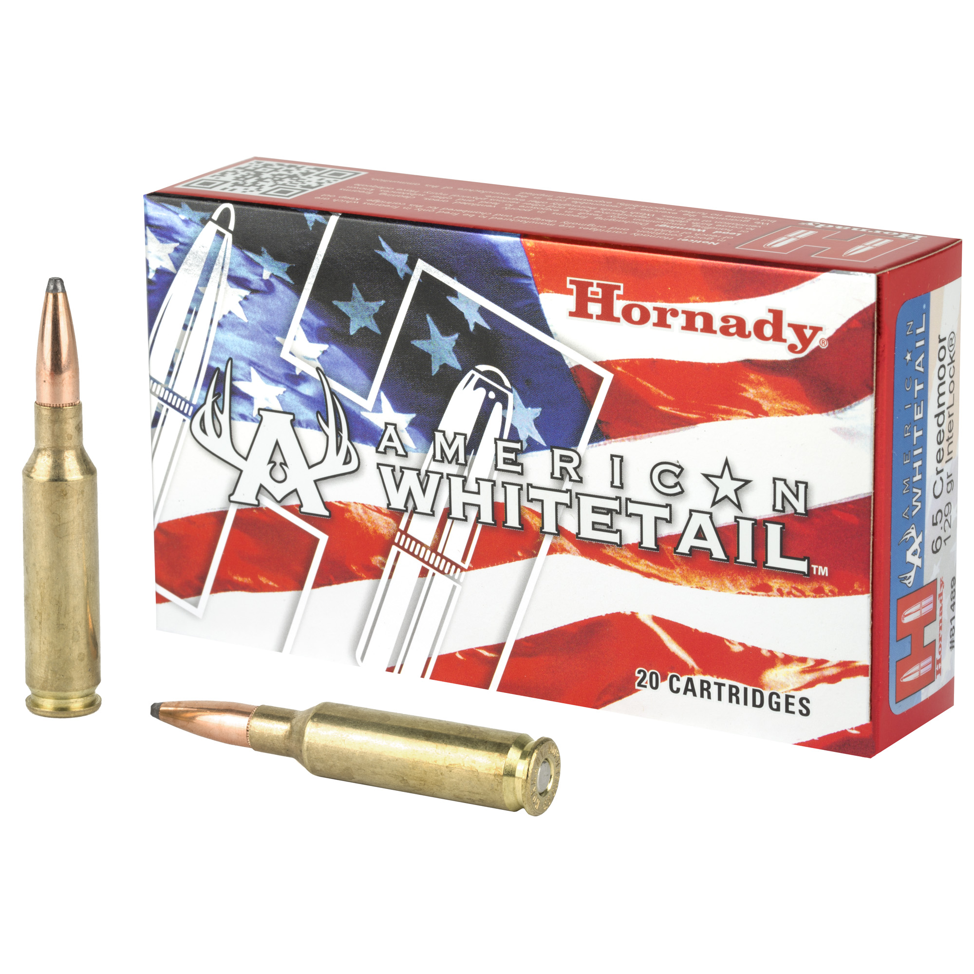 Hornady American Whitetail 6.5 Creedmoor 129 Grain InterLock 20/200 bulk ammo product image