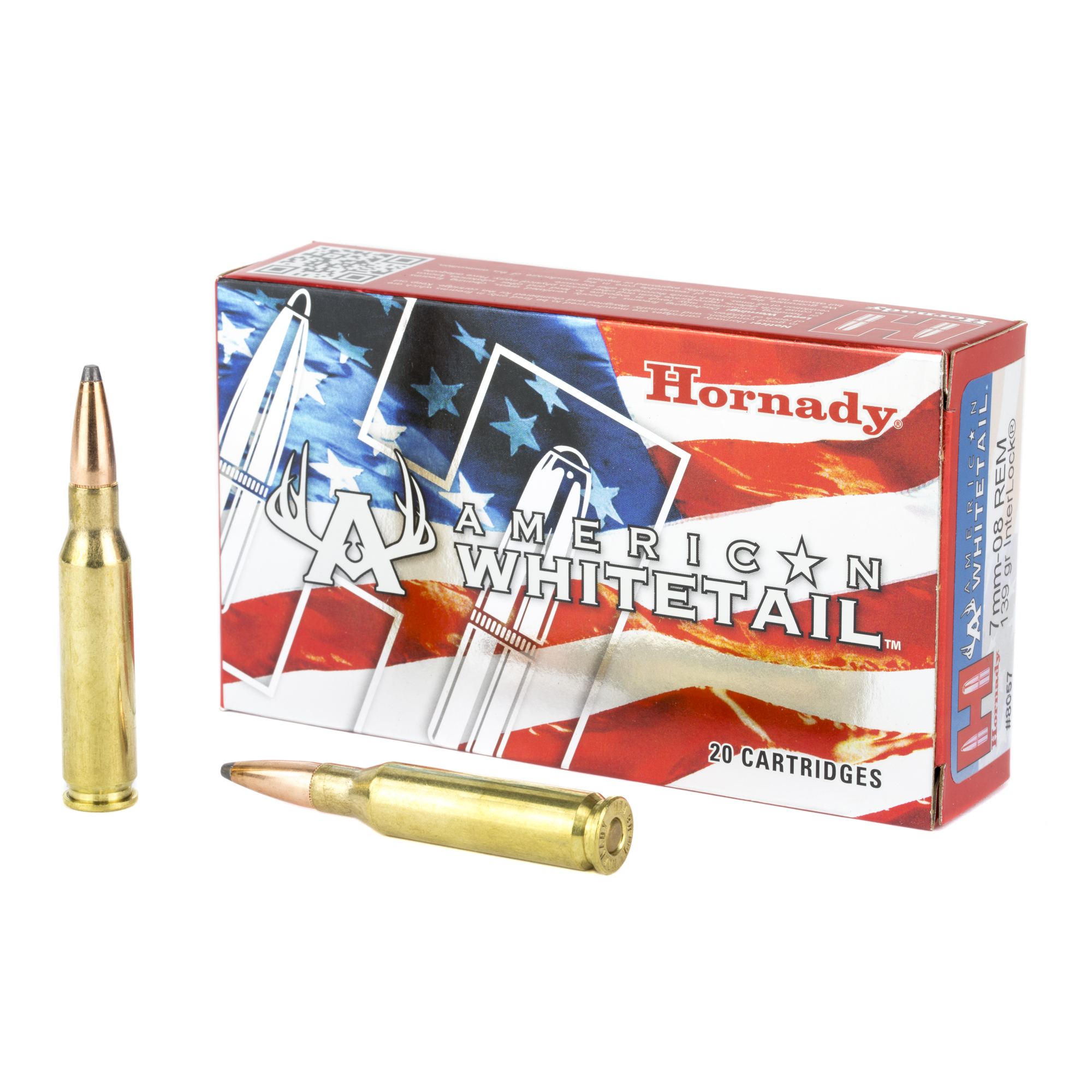 Hornady American Whitetail 7mm-08 139 Grain InterLock SP 20/200 bulk ammo product image