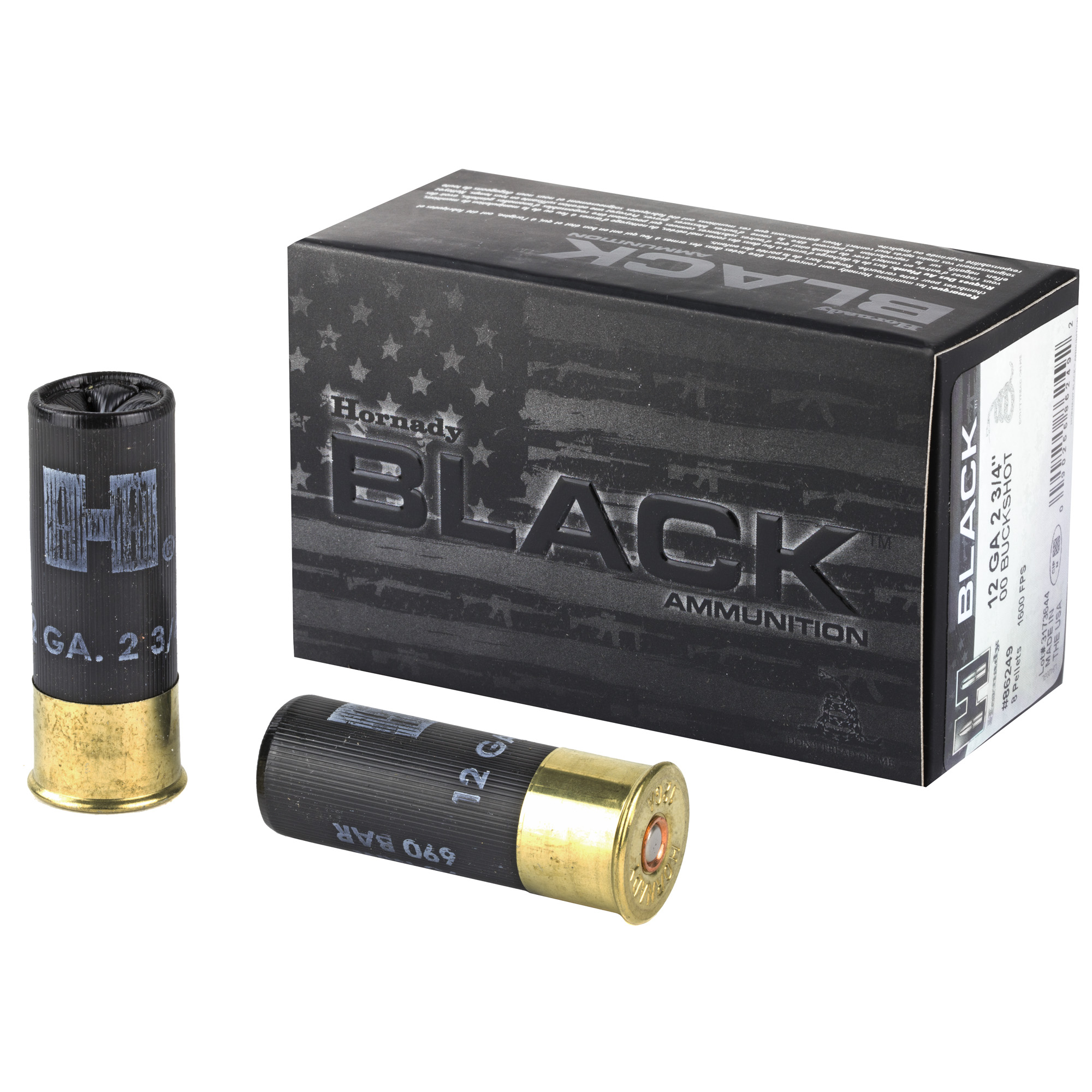 Hornady Black 12 Gauge 2.75″ 00 10/100 bulk ammo product image