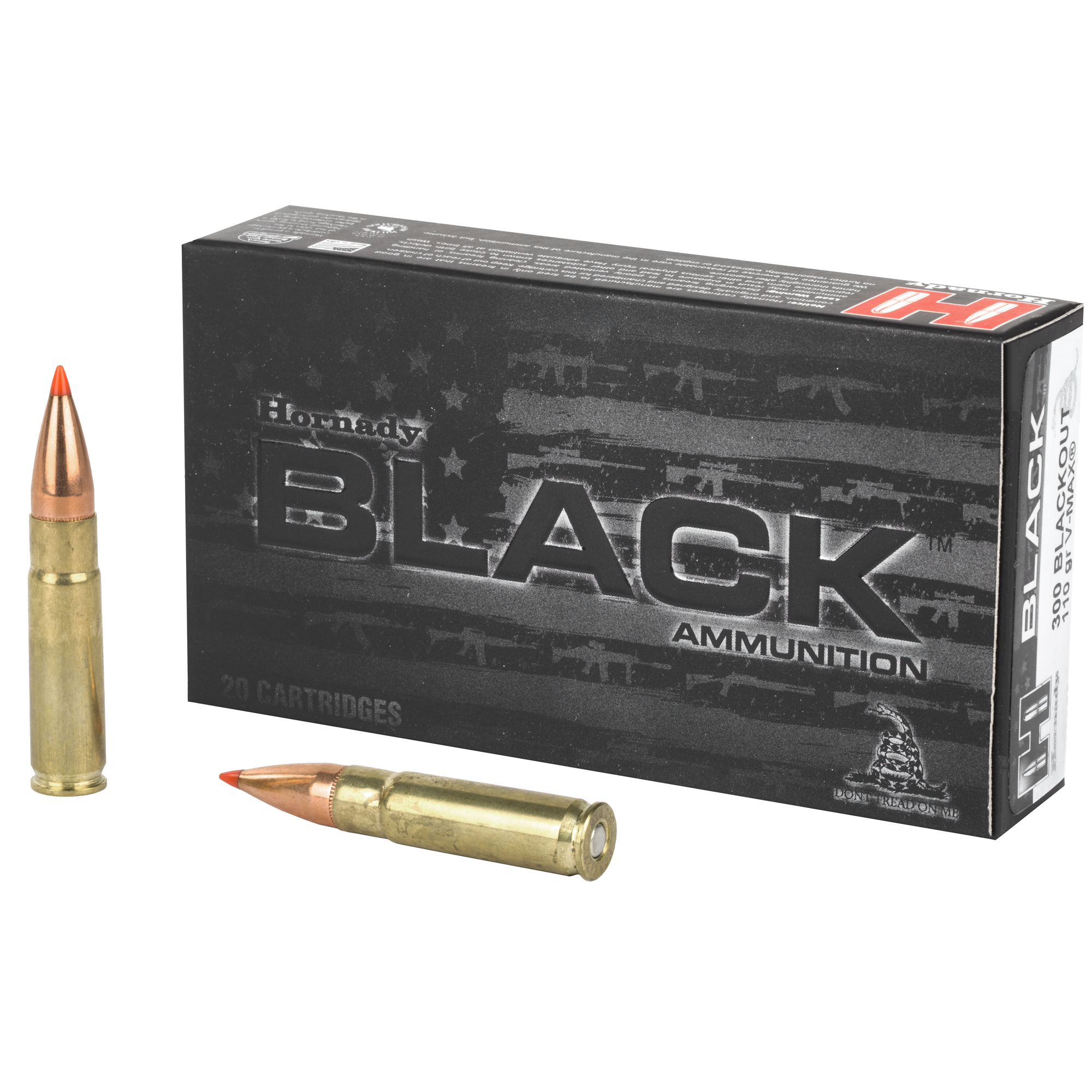 Hornady Black 300 BLK 110 Grain Vmax 20/200 bulk ammo product image
