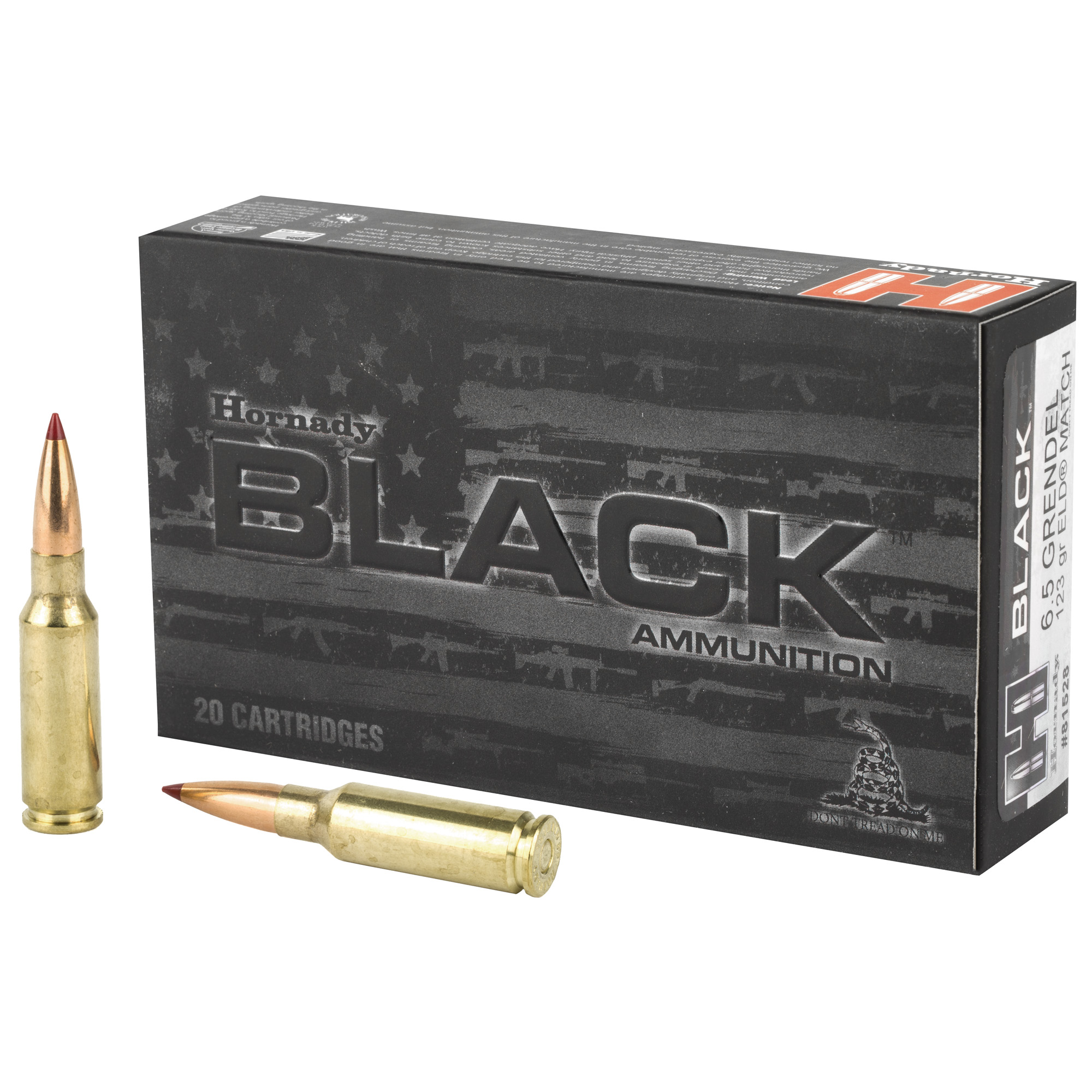 Hornady Black 6.5gren 123 Grain Eld 20/200 bulk ammo product image
