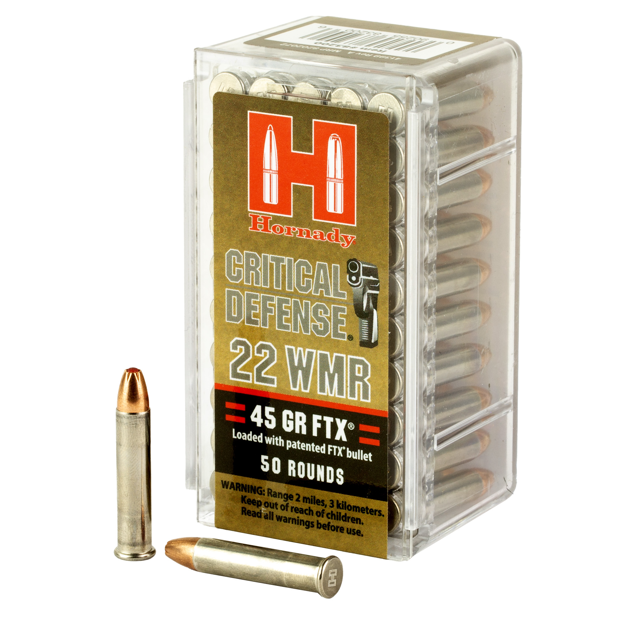 Hornady Cd 22 WMR 45 Grain FTX 50/2000 bulk ammo product image