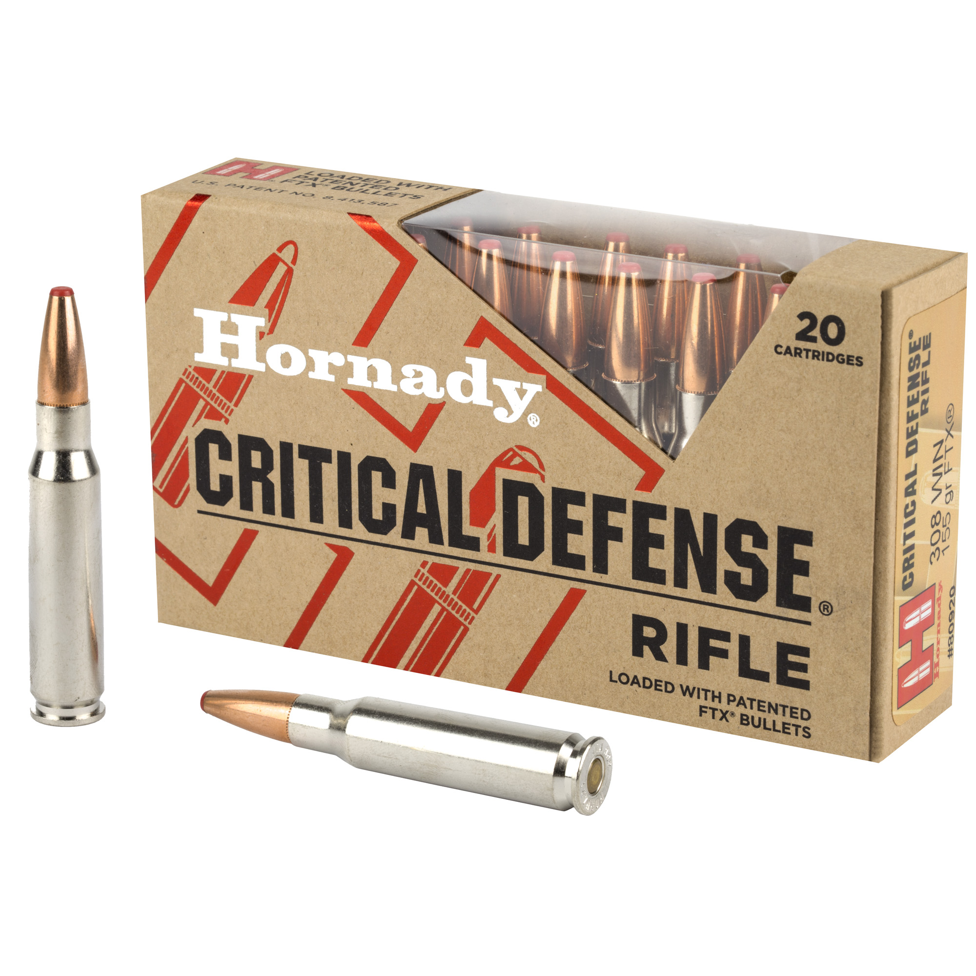 Hornady Cd 308win 155 Grain FTX 20/200 bulk ammo product image