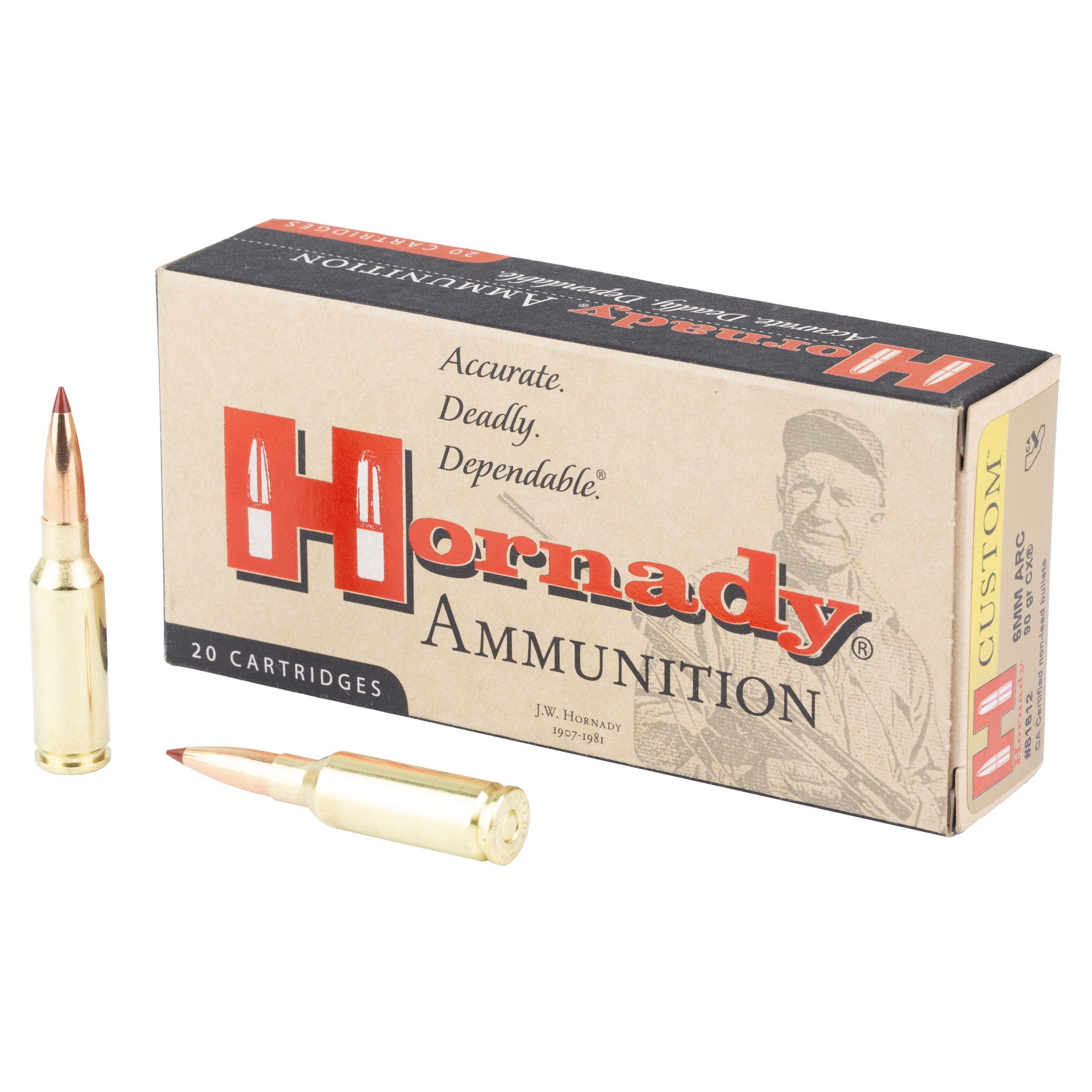 Hornady Cust 6mm ARC 90 Grain CX 20/200 bulk ammo product image