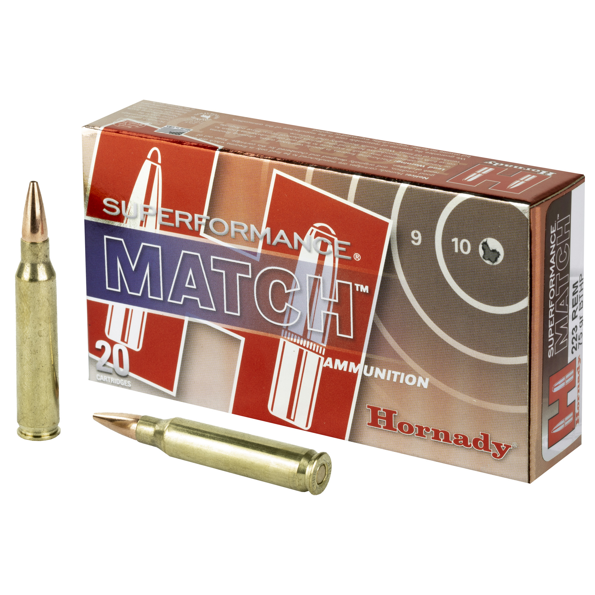 Hornady Sf 223rem 75 Grain BTHP Mtc 20/200 bulk ammo product image