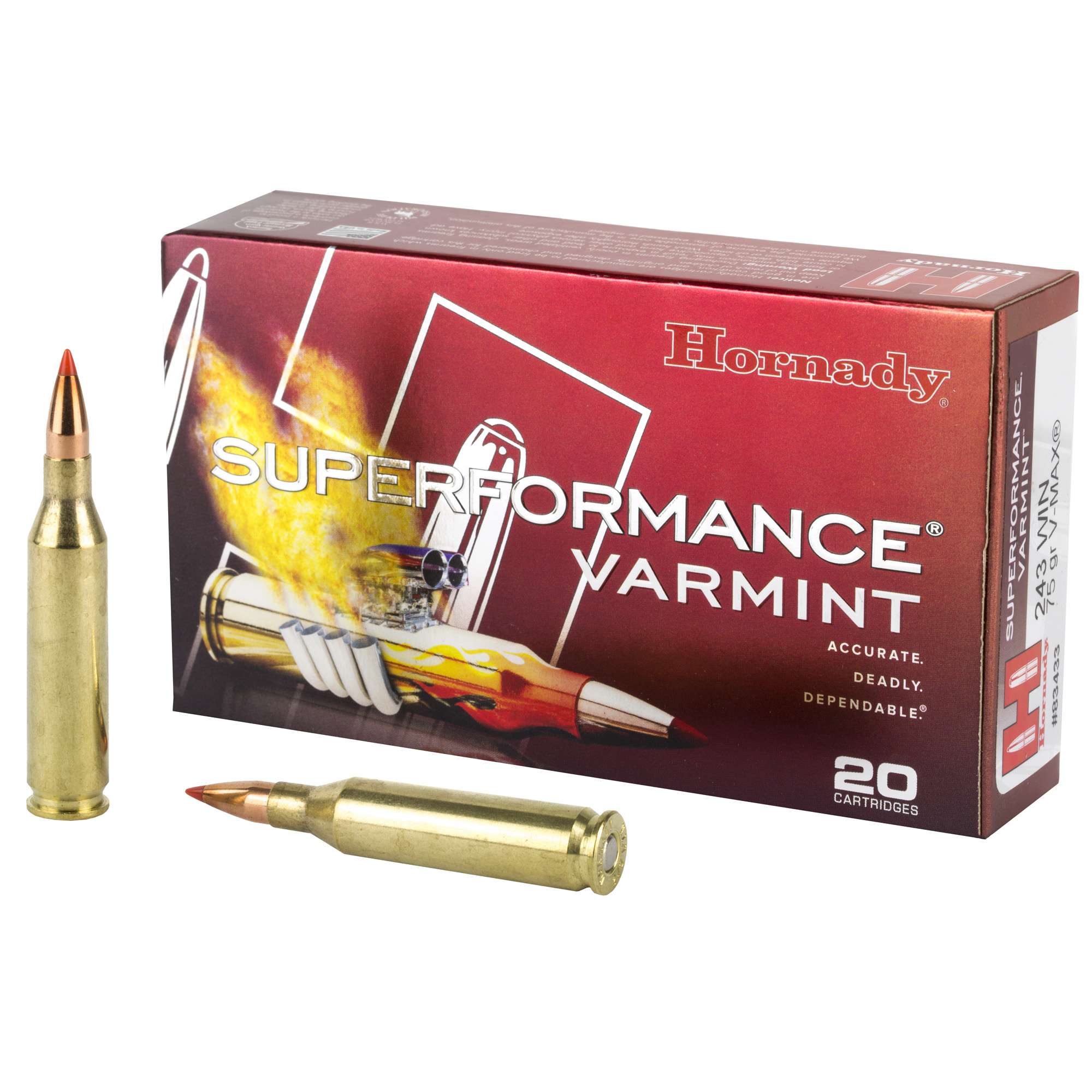 Hornady Sf 243win 75 Grain Vmax 20/200 bulk ammo product image