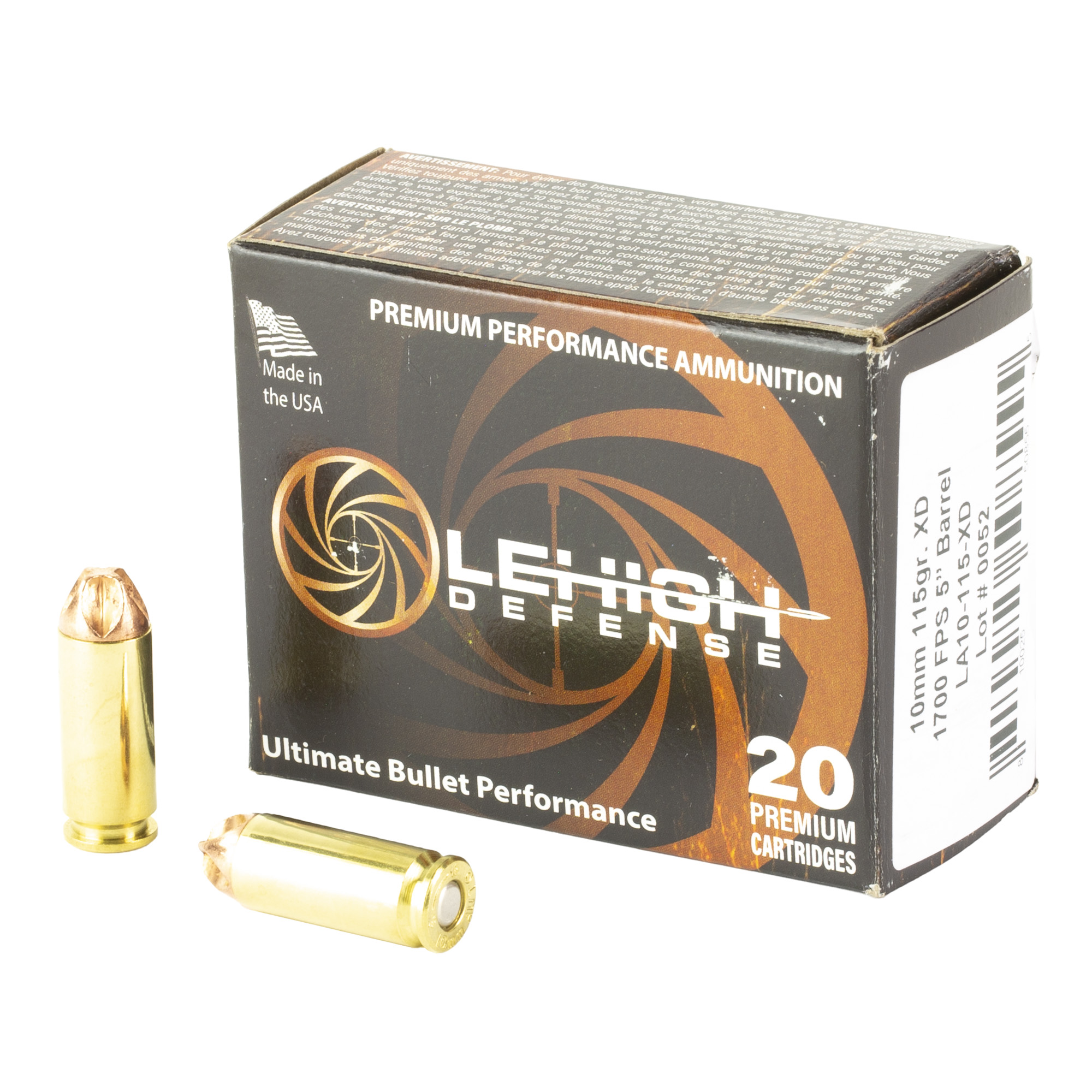 Lehigh Xtrm Dfns 10mm 115 Grain 20/200 bulk ammo product image