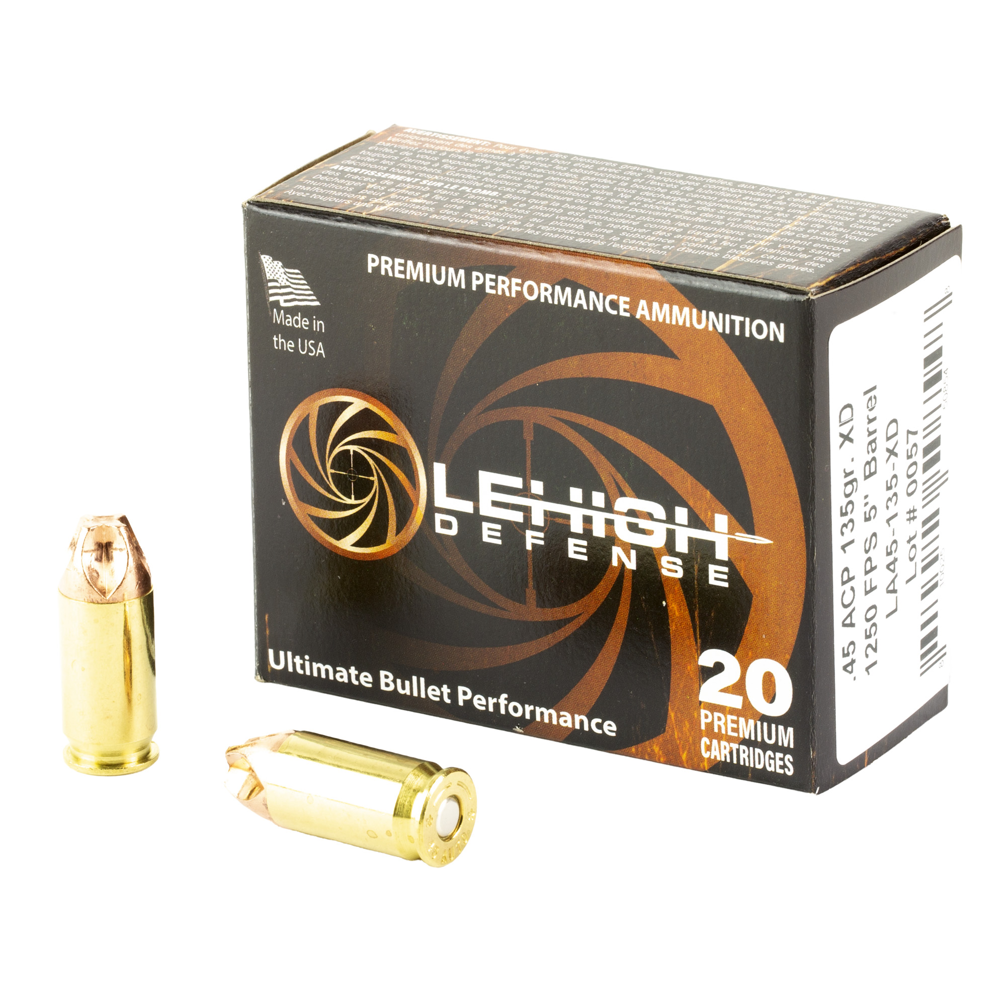 Lehigh Xtrm Dfns .45 ACP 135 Grain 20/200 bulk ammo product image