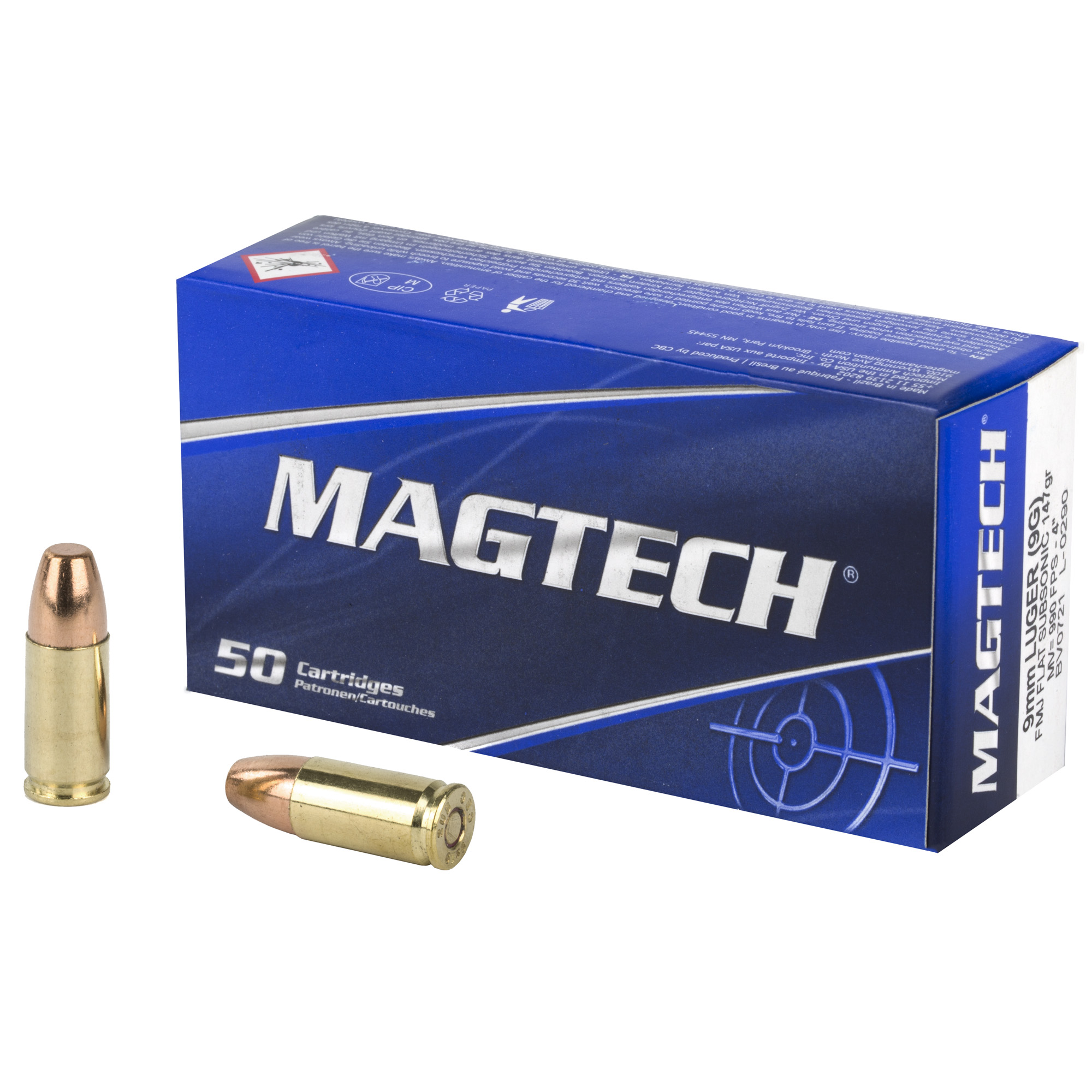 Magtech 9mm 147 Grain FMJ Subsonic 50/1000 bulk ammo product image