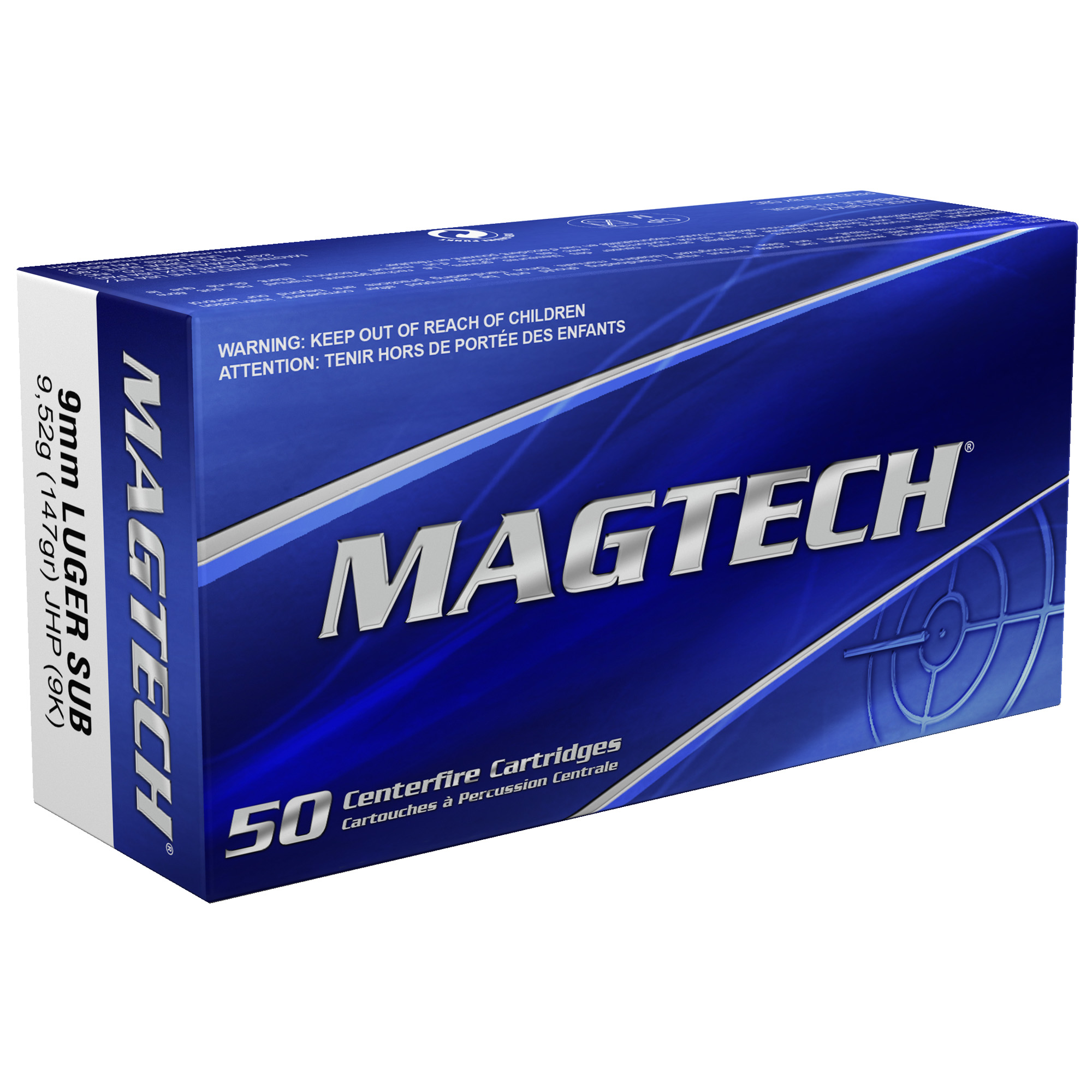 Magtech 9mm 147 Grain JHP Subsonic 50/1000 bulk ammo product image