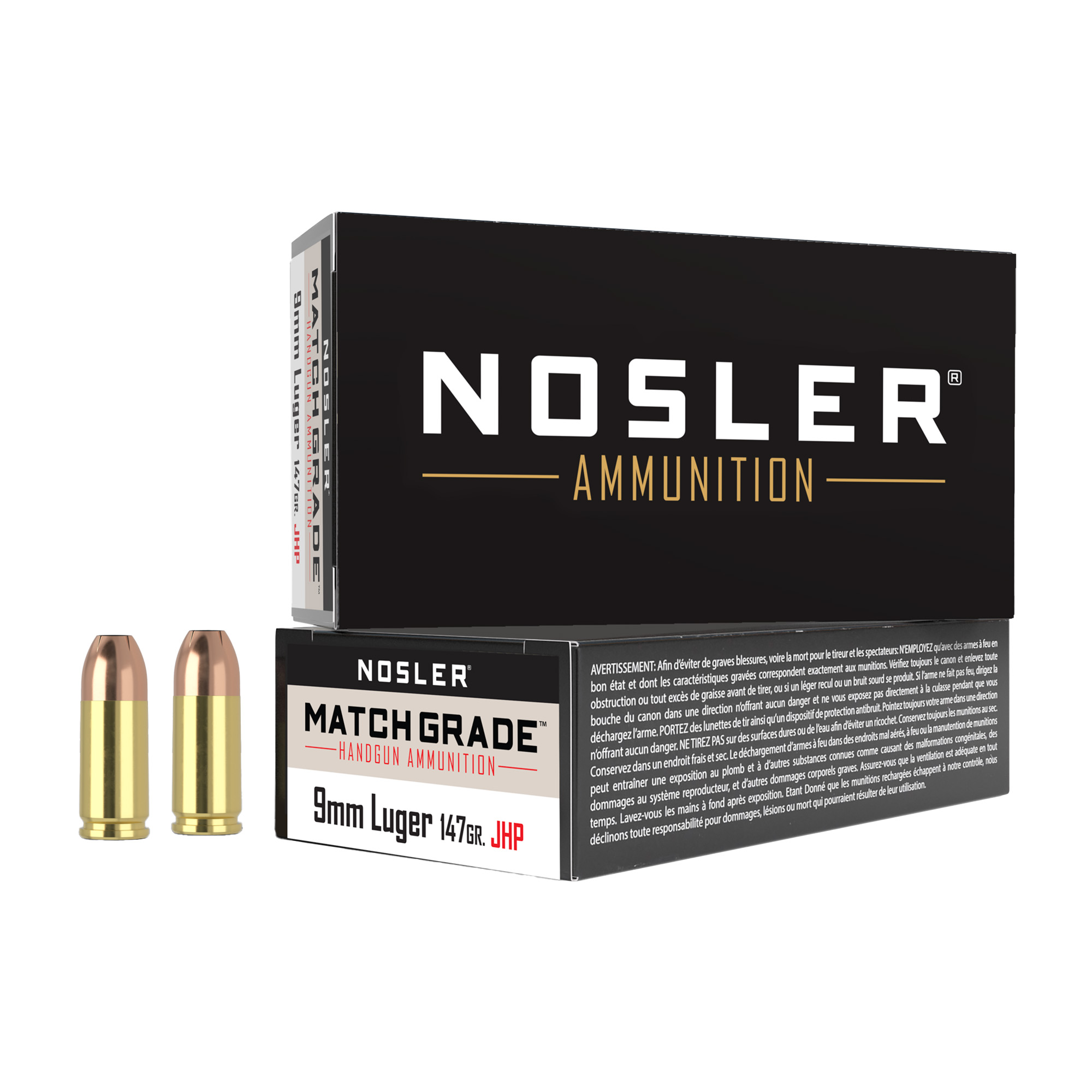 Nosler Asp 9mm 147 Grain JHP 50/500 bulk ammo product image
