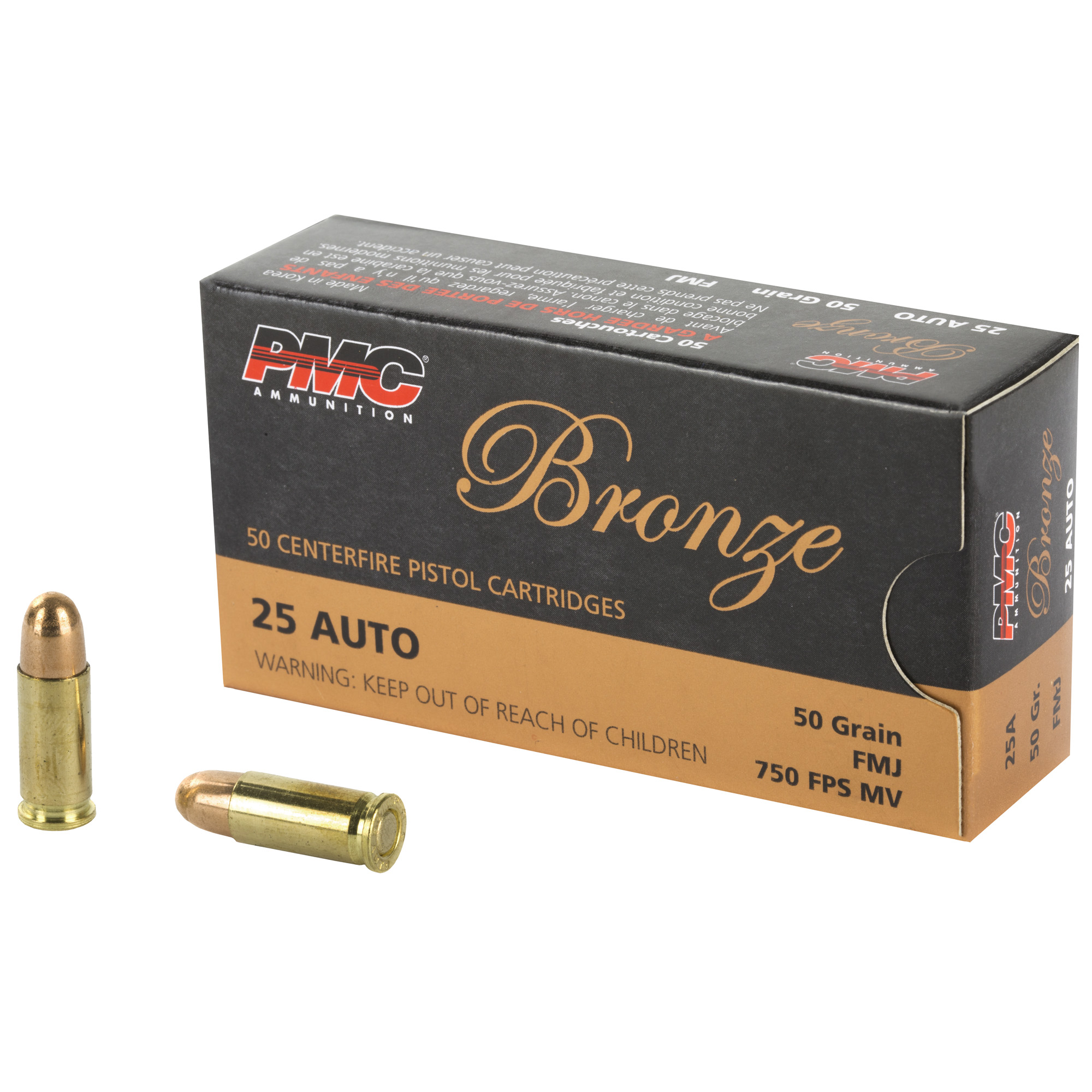 PMC Brnz 25acp 50 Grain FMJ 50/1000 bulk ammo product image