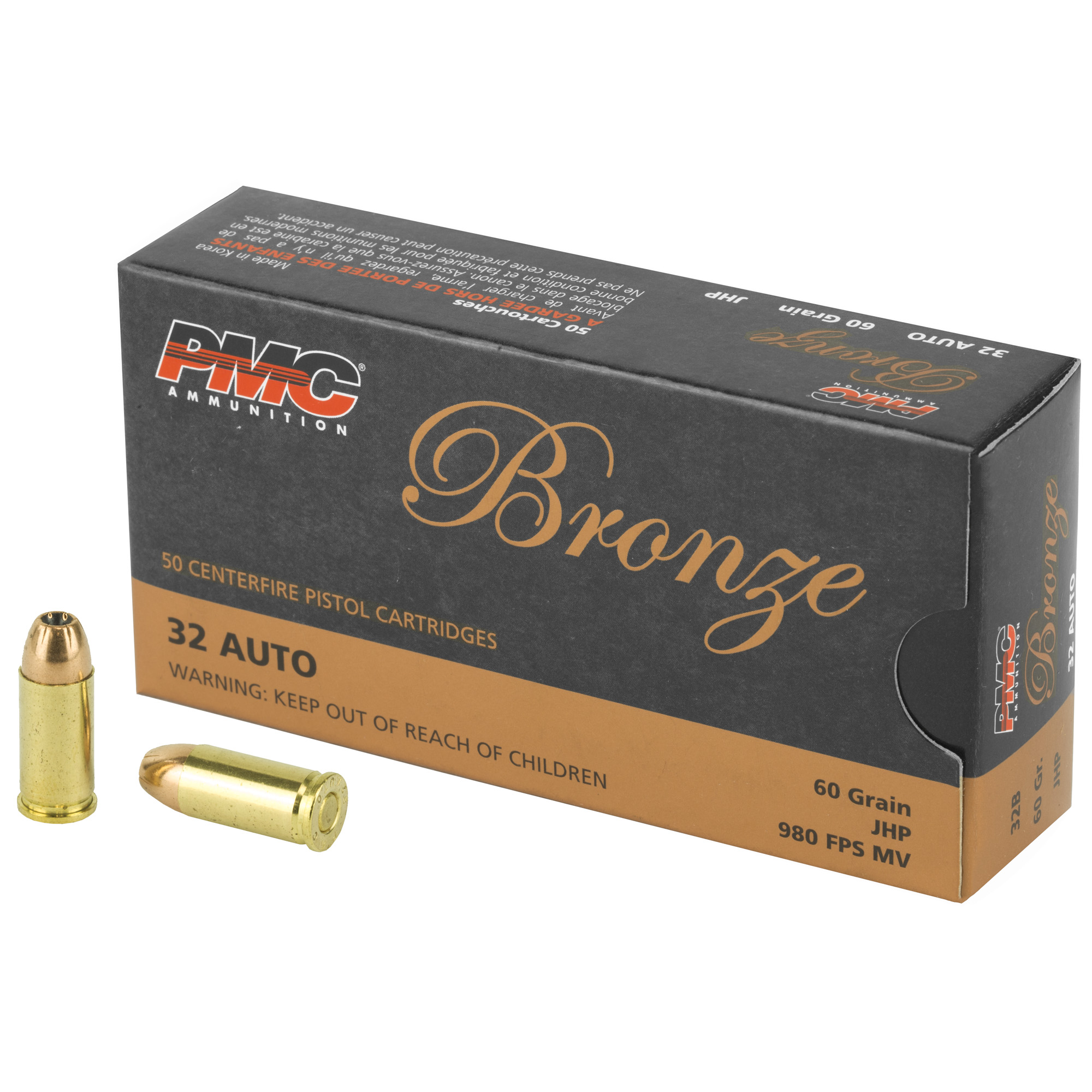 PMC Brnz 32acp 60 Grain JHP 50/1000 bulk ammo product image