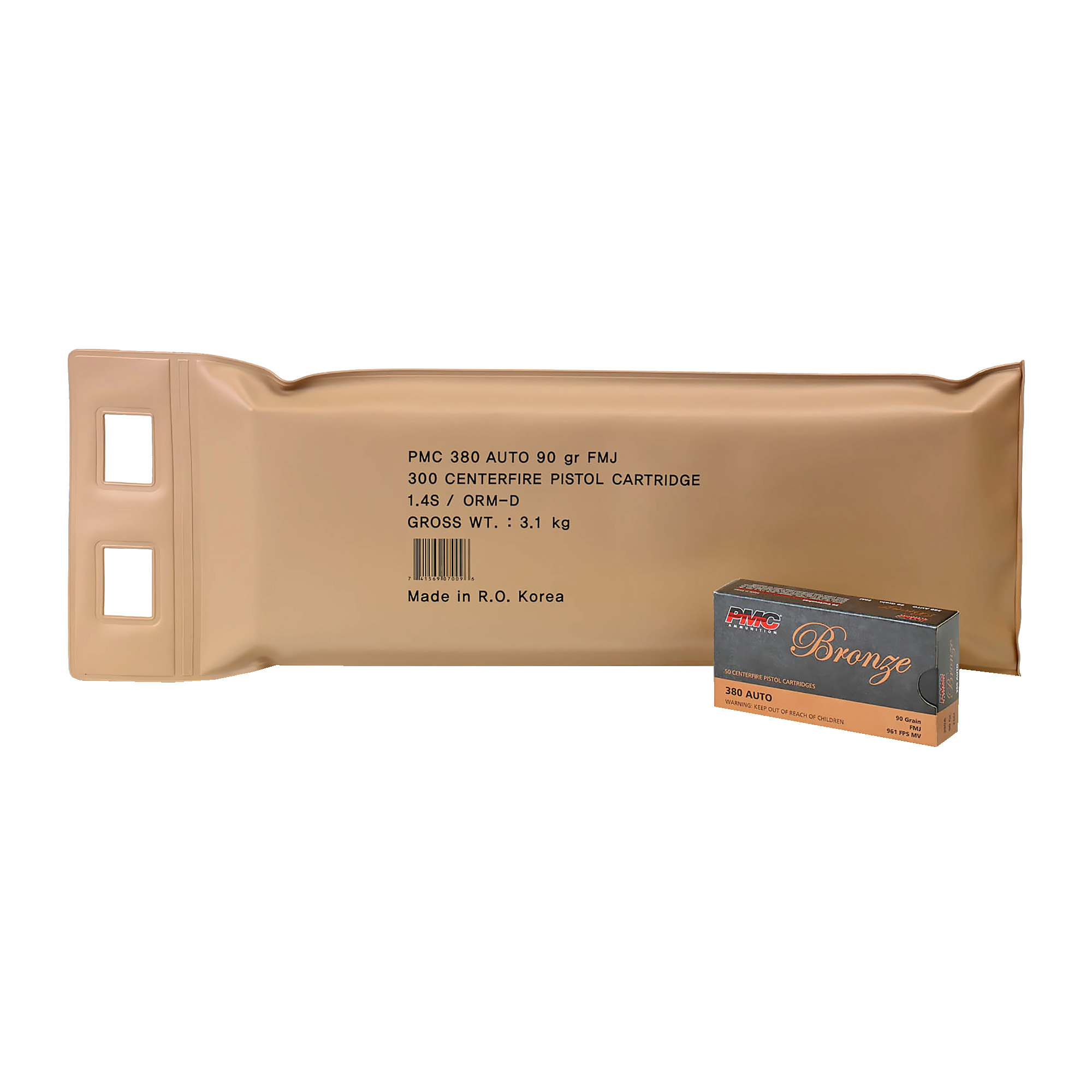 PMC Brnz 380 ACP 90 Grain FMJ 6 Bx Bp bulk ammo product image
