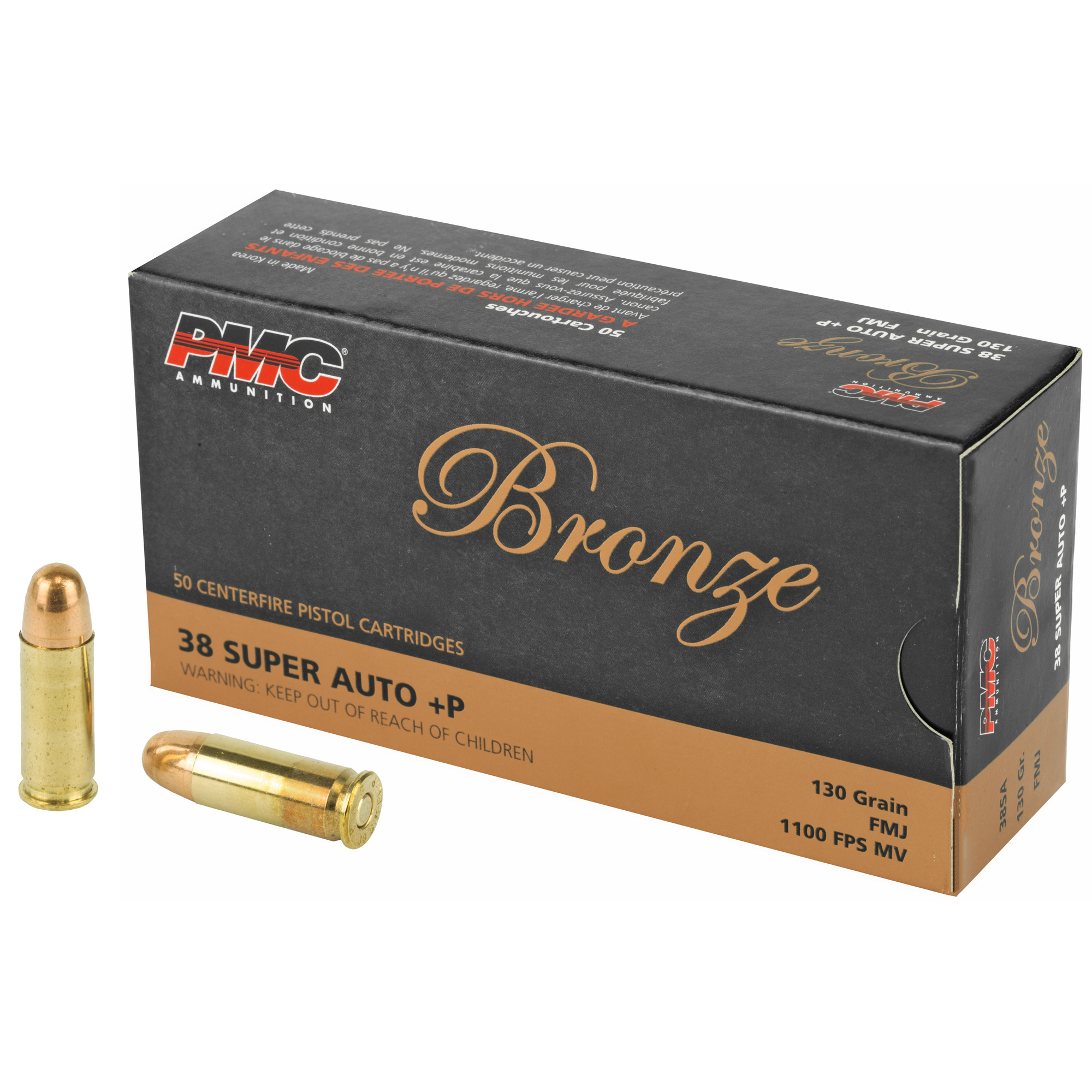 PMC Brnz 38super +P 130 FMJ 50/1000 bulk ammo product image