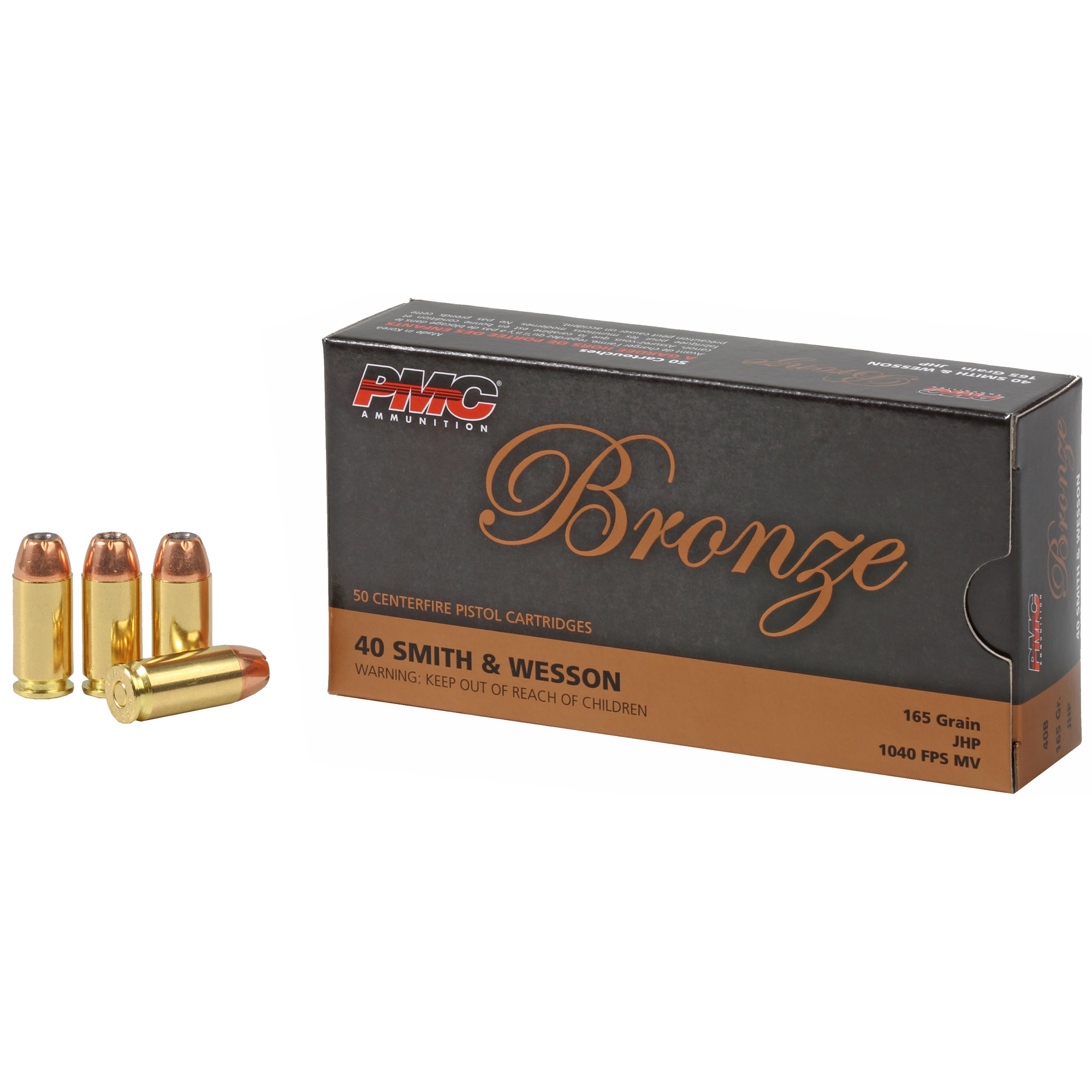 PMC Brnz 40sw 165 Grain JHP 50/1000 bulk ammo product image