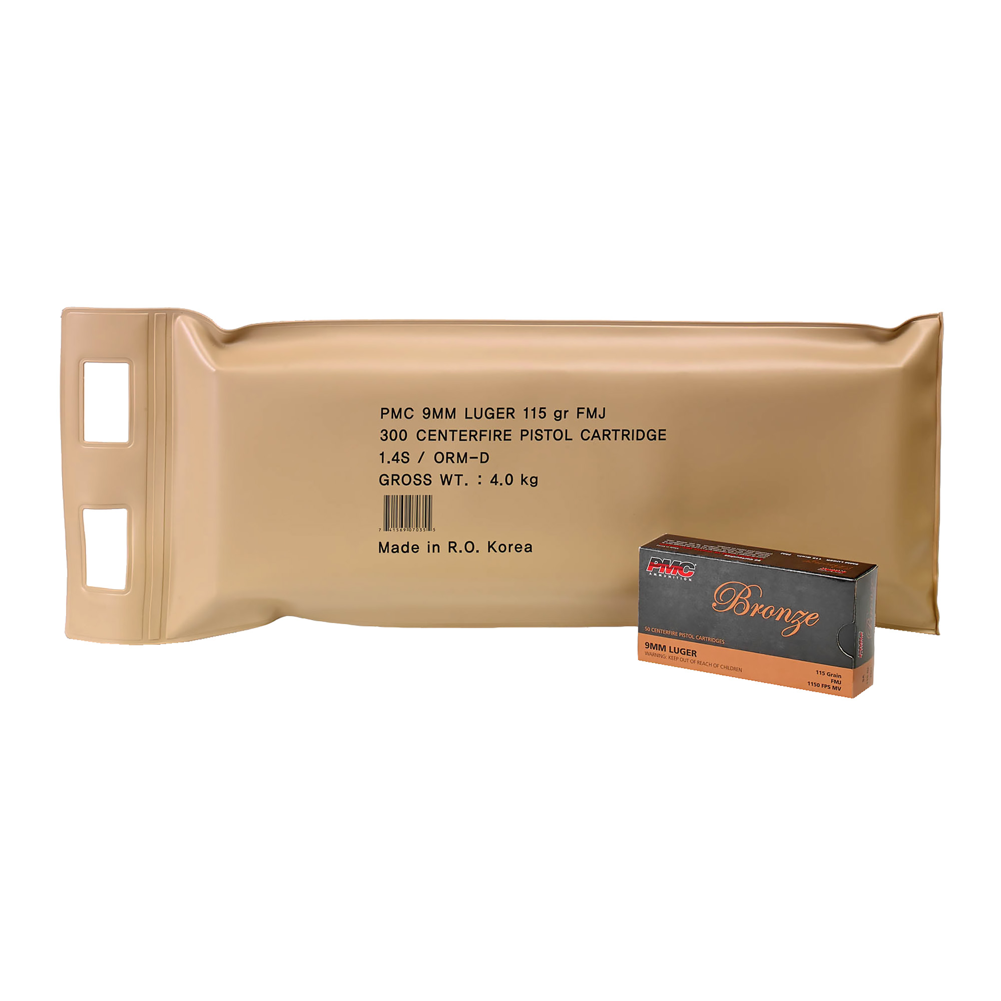PMC Brnz 9mm 115 Grain FMJ 6 Bx Bp bulk ammo product image