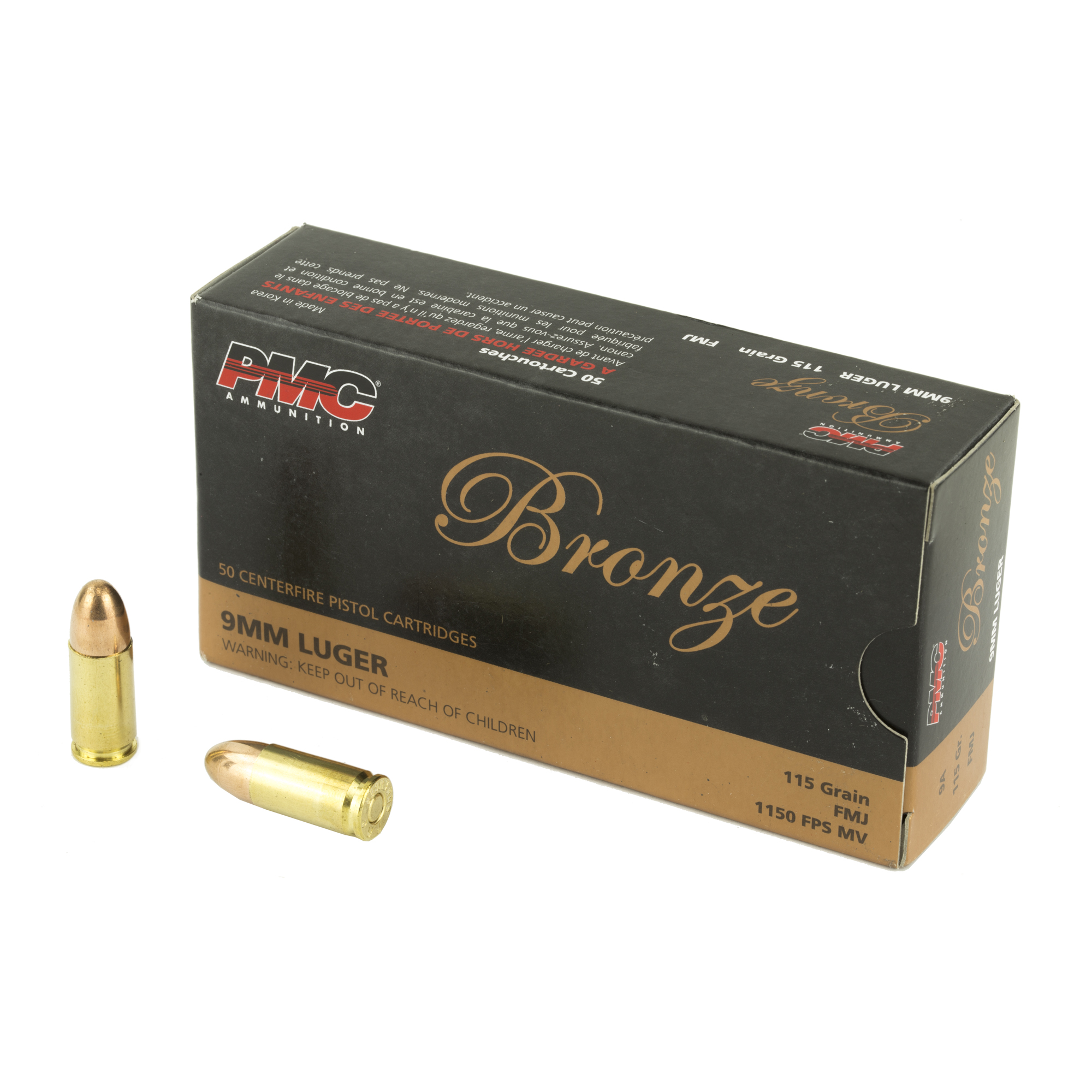 PMC Brnz 9mm 115 Grain FMJ 50/1000 bulk ammo product image