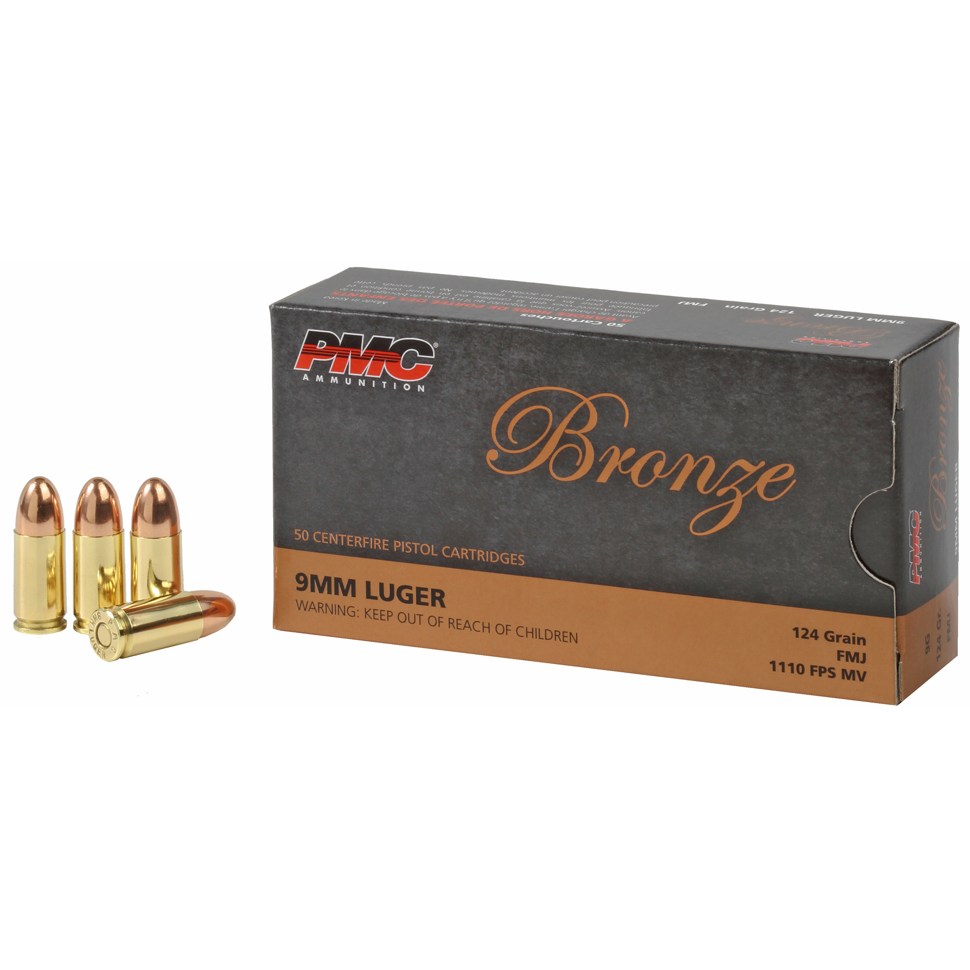 PMC Brnz 9mm 124 Grain FMJ 50/1000 bulk ammo product image