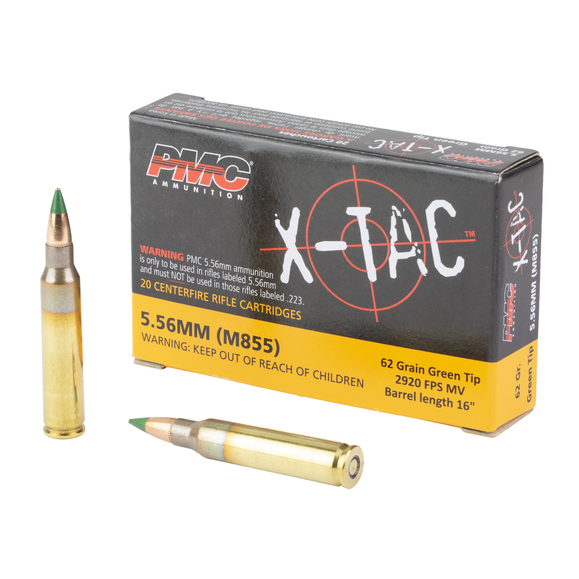 PMC Xtac 5.56 62 Grain Gt M855 20/1000 bulk ammo product image