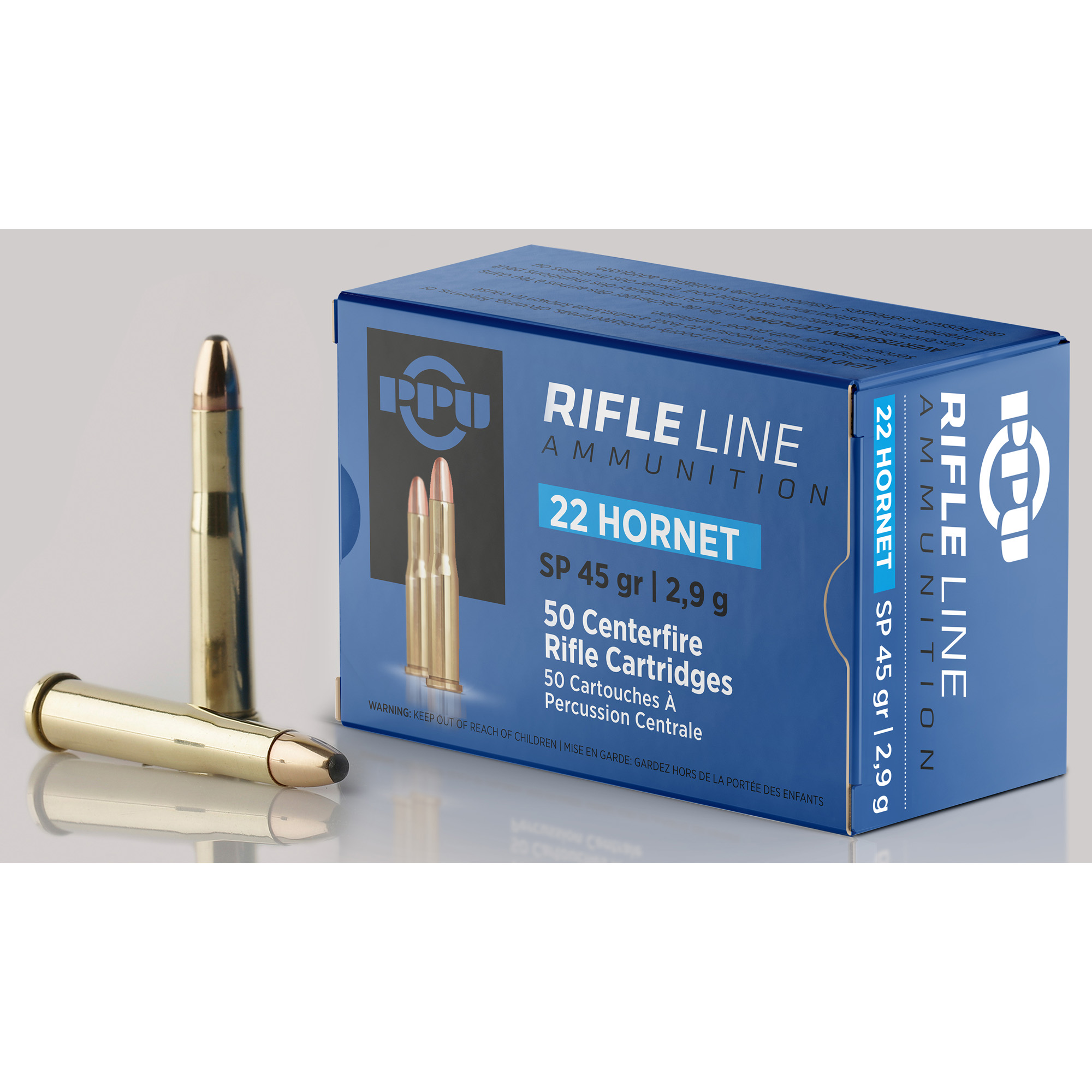 PPU 22 Hornet 45 Grain SP 50/1000 bulk ammo product image