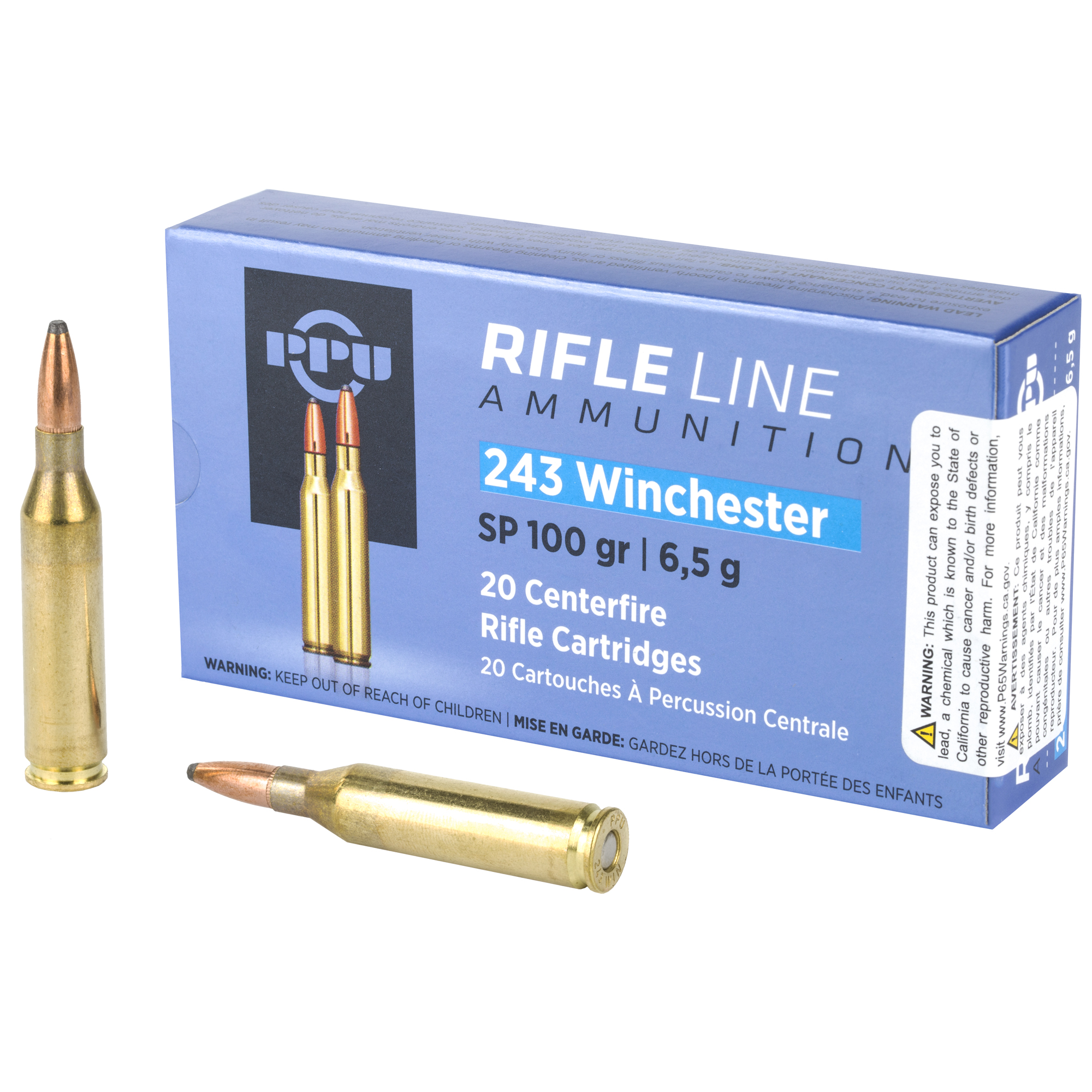 PPU 243win SP 100 Grain 20/200 bulk ammo product image