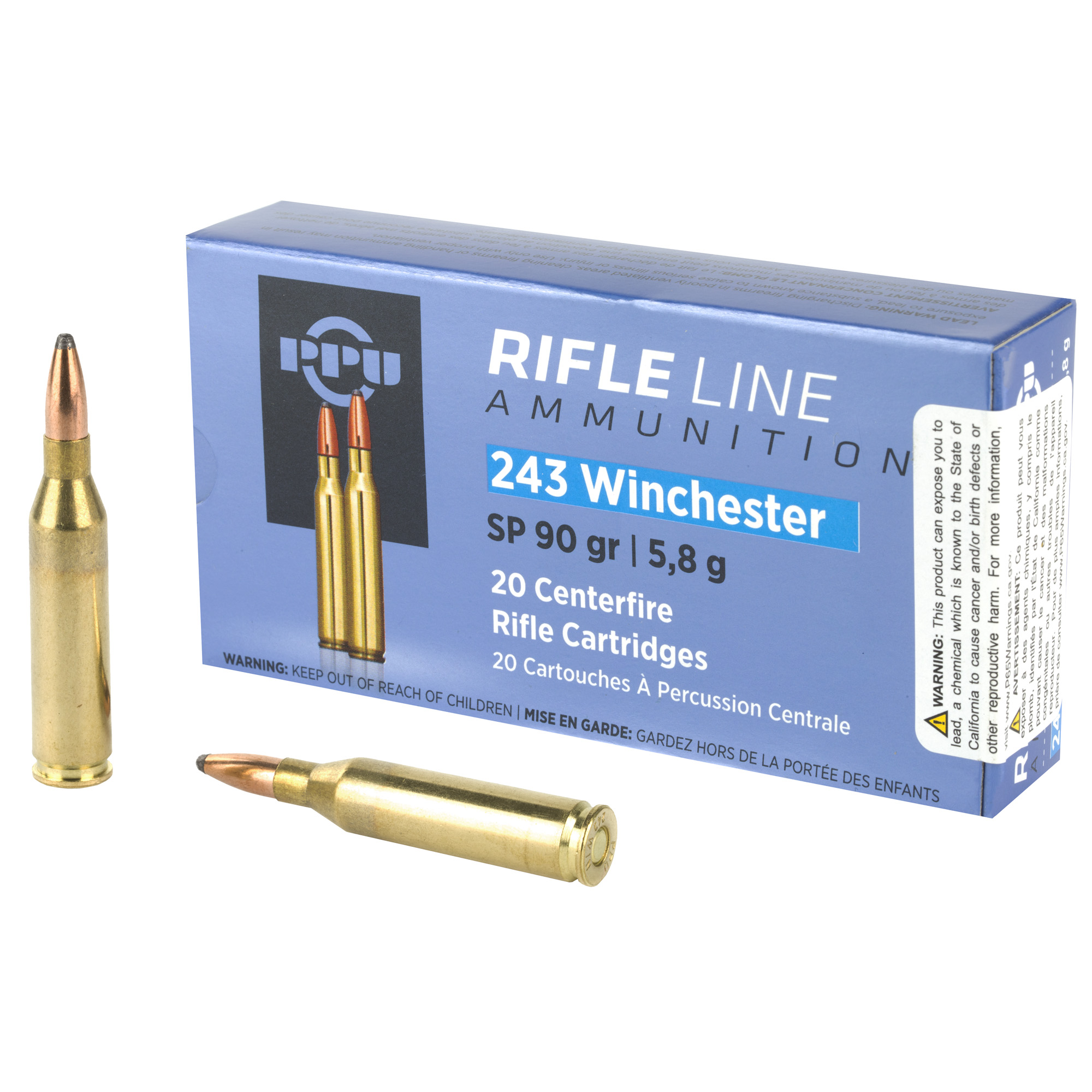 PPU 243win SP 90 Grain 20/200 bulk ammo product image