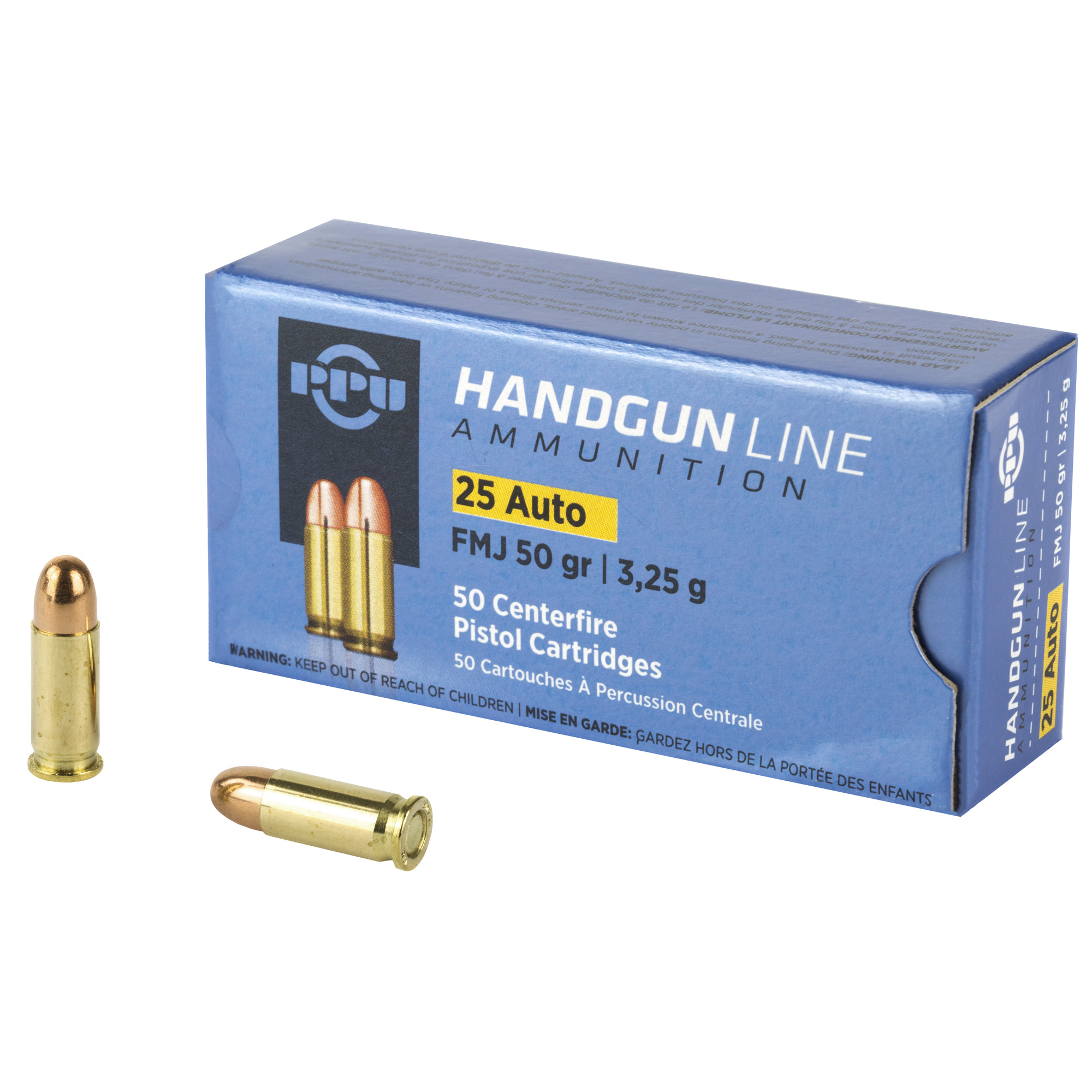 PPU 25acp FMJ 50 Grain 50/1000 bulk ammo product image