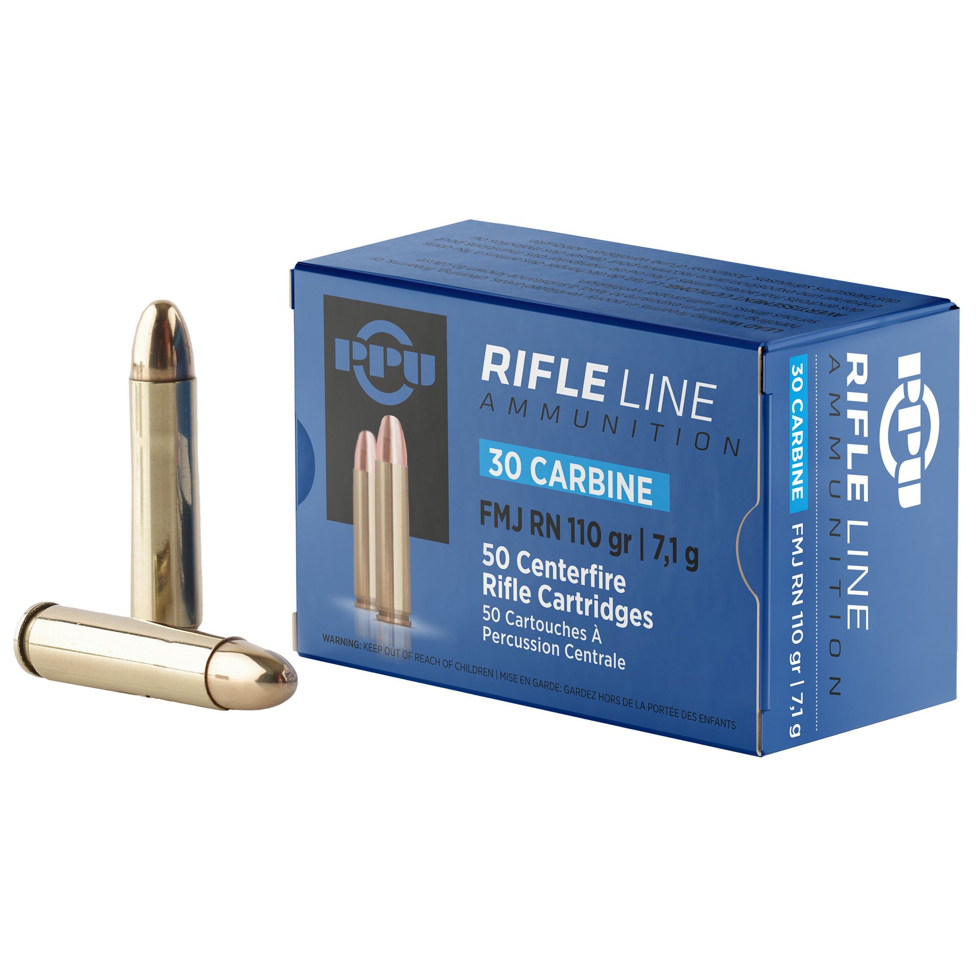 PPU .30 Carbine 110 Grain FMJ 50/500 bulk ammo product image