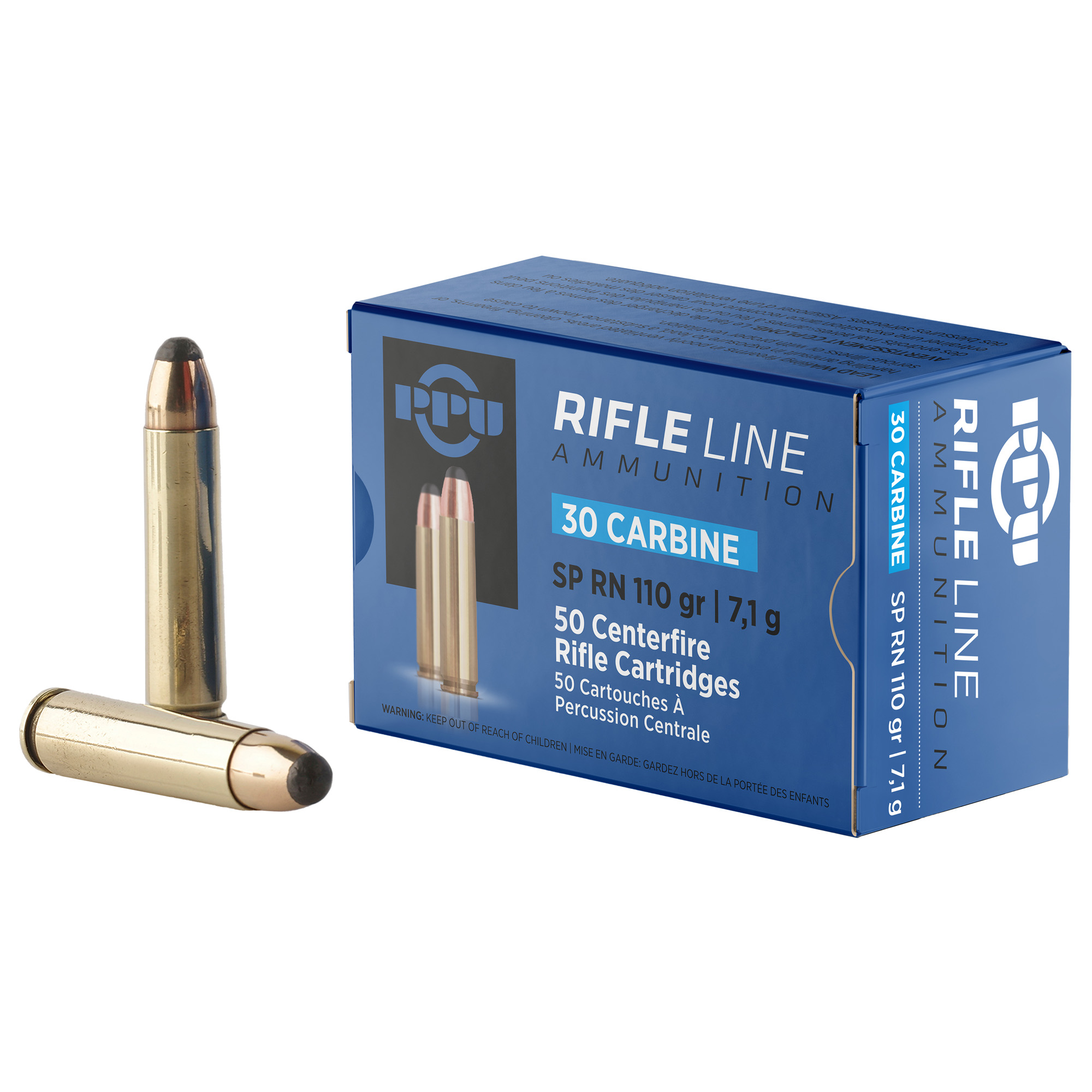 PPU .30 Carbine 110 Grain SP 50/500 bulk ammo product image