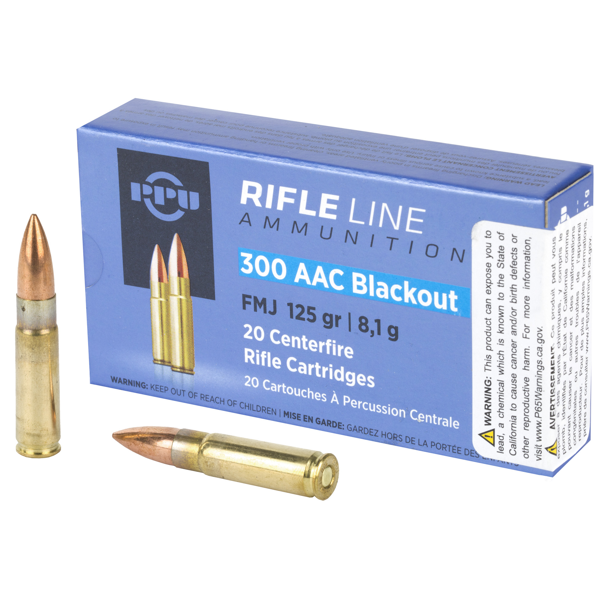 PPU 300 BLK FMJ 125 Grain 20/1000 bulk ammo product image
